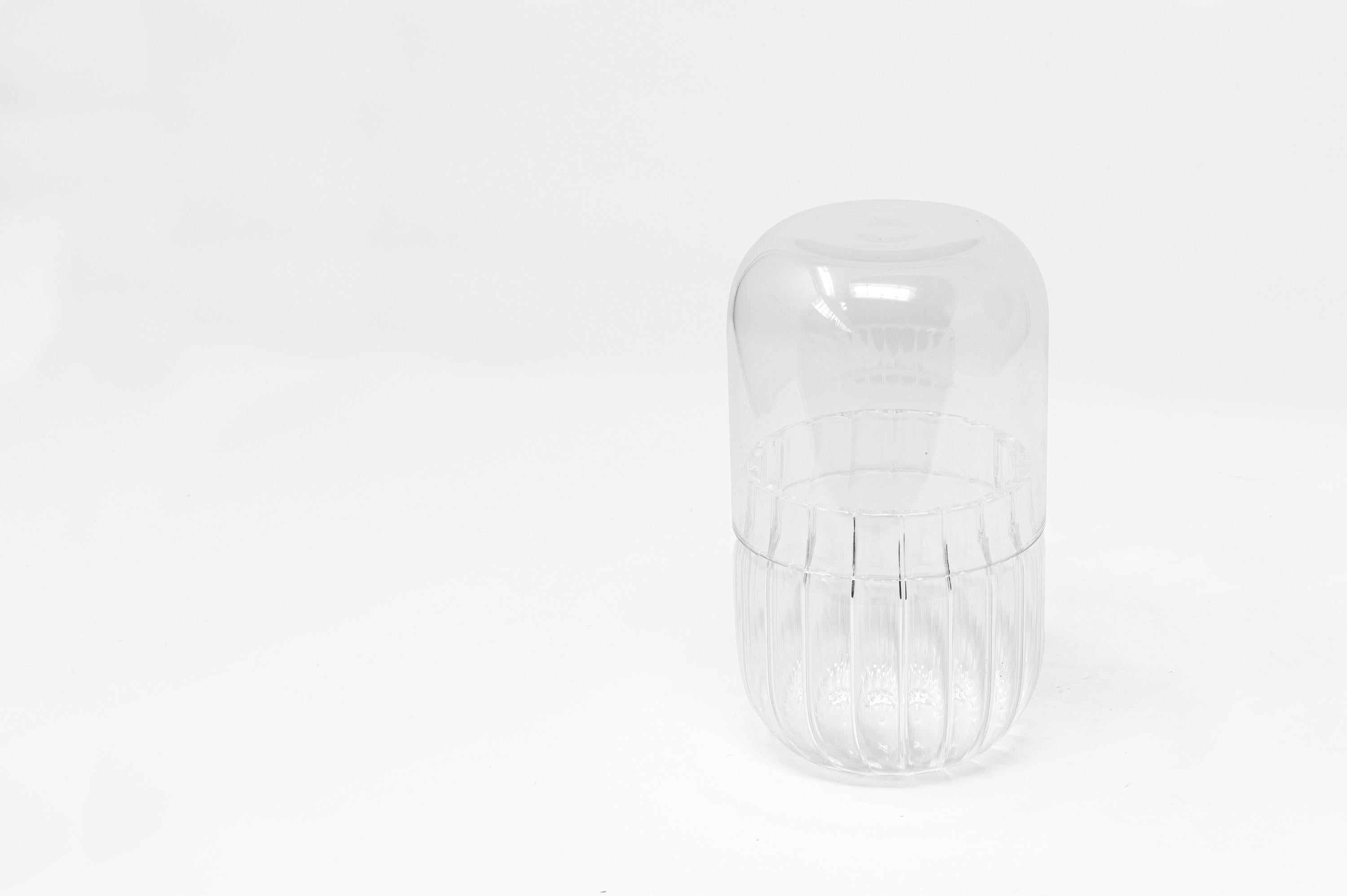 Venice Blown Contemporary Smooth and Striped Glass Minimal Container 'Innesti S' In New Condition For Sale In Milan, IT