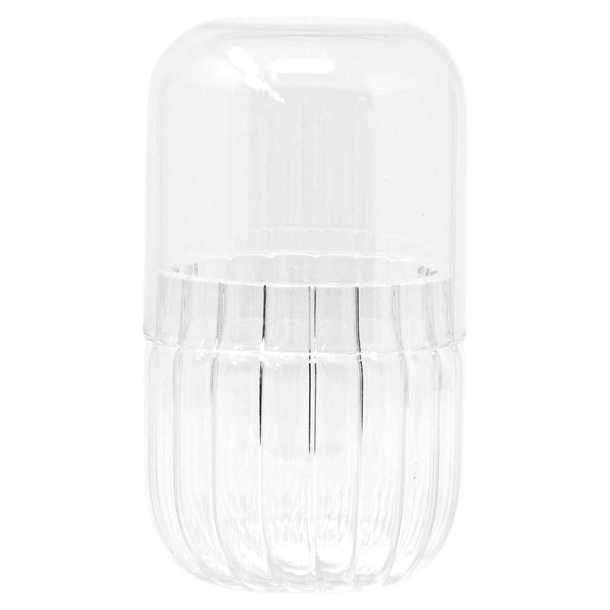 Venice Blown Contemporary Smooth and Striped Glass Minimal Container 'Innesti S' For Sale
