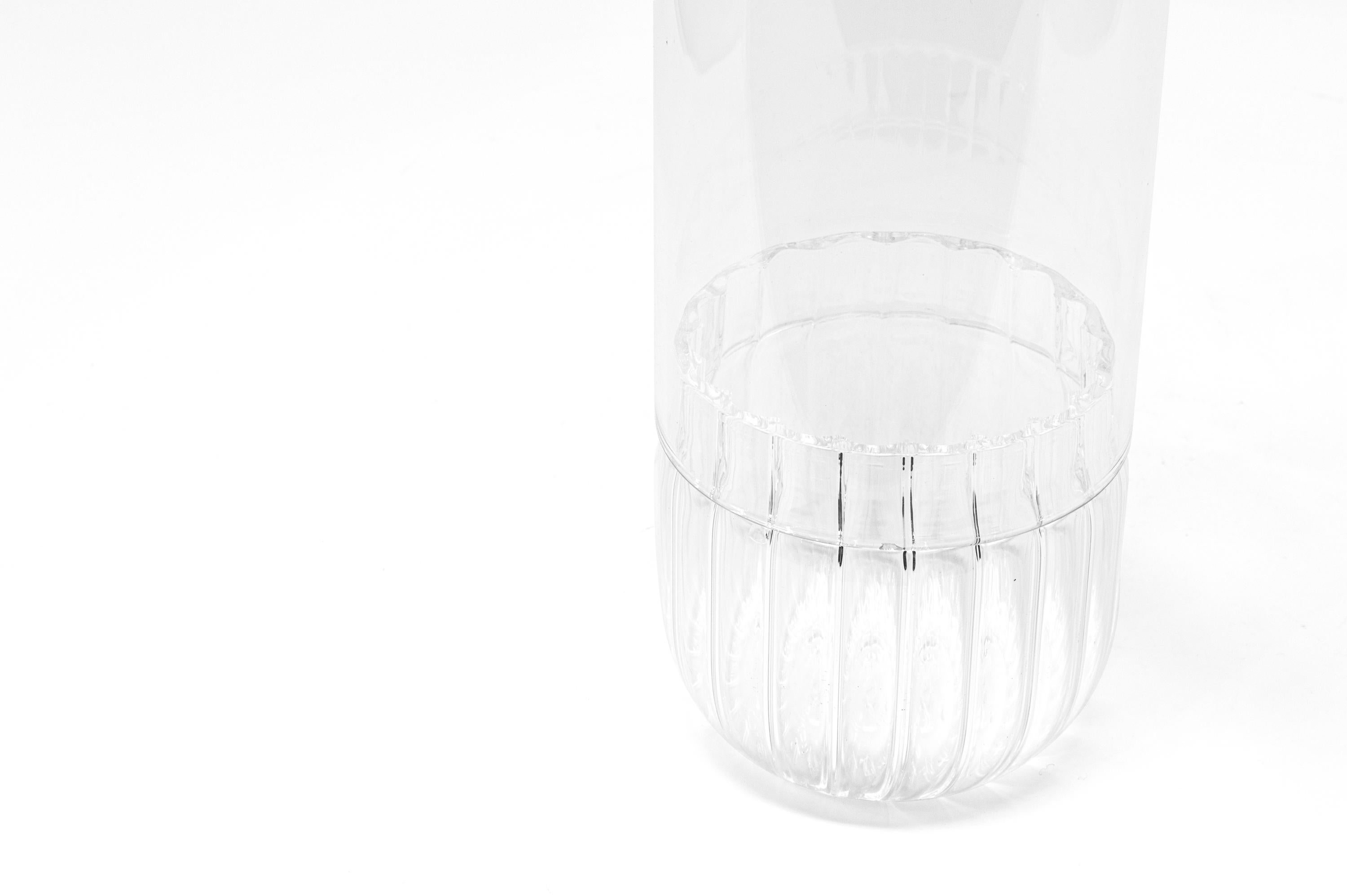 Venice Blown Contemporary Smooth and Striped Glass Vase 'Innesti Flower' In New Condition For Sale In Milan, IT