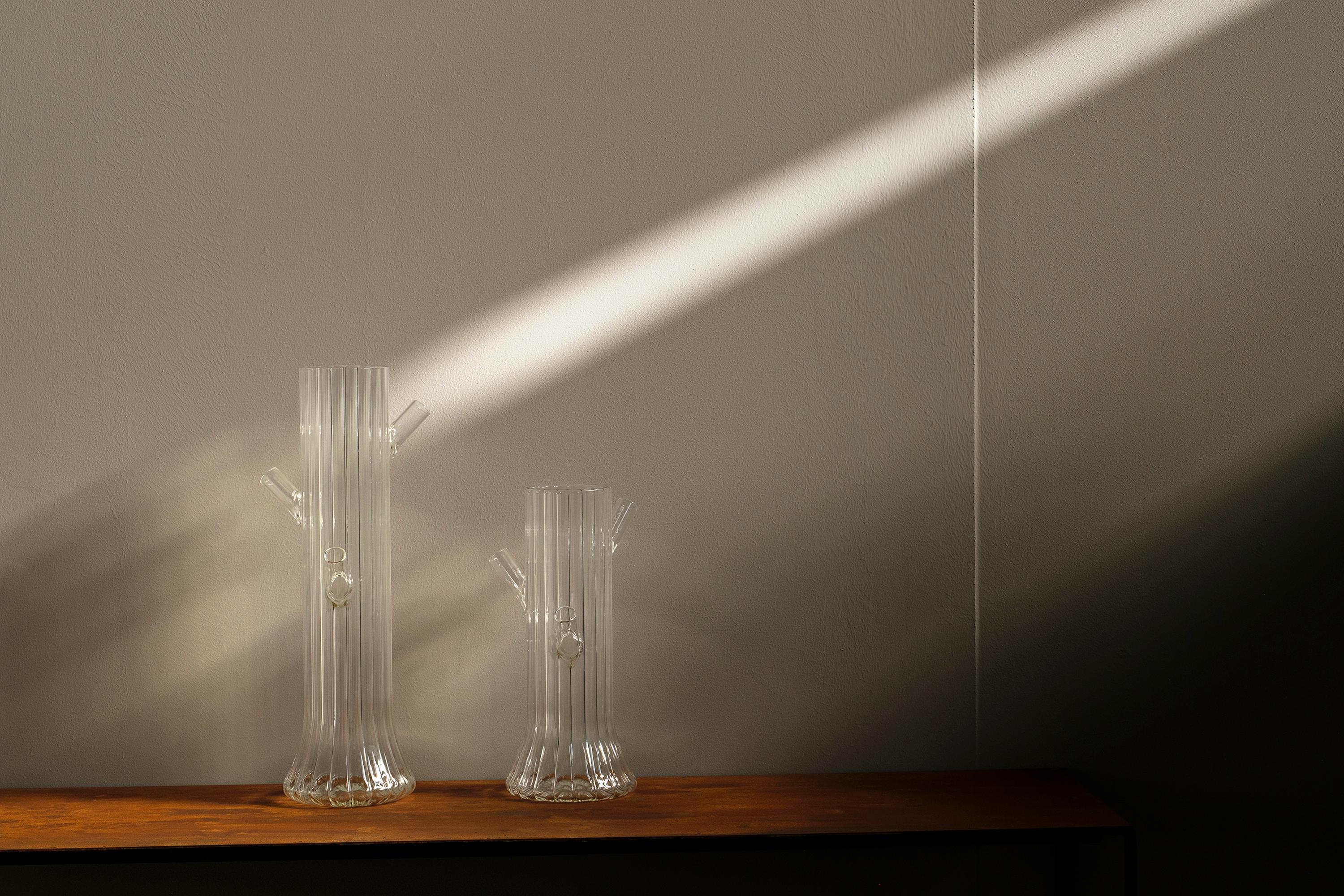 Vaso a righe in vetro soffiato di Venezia 