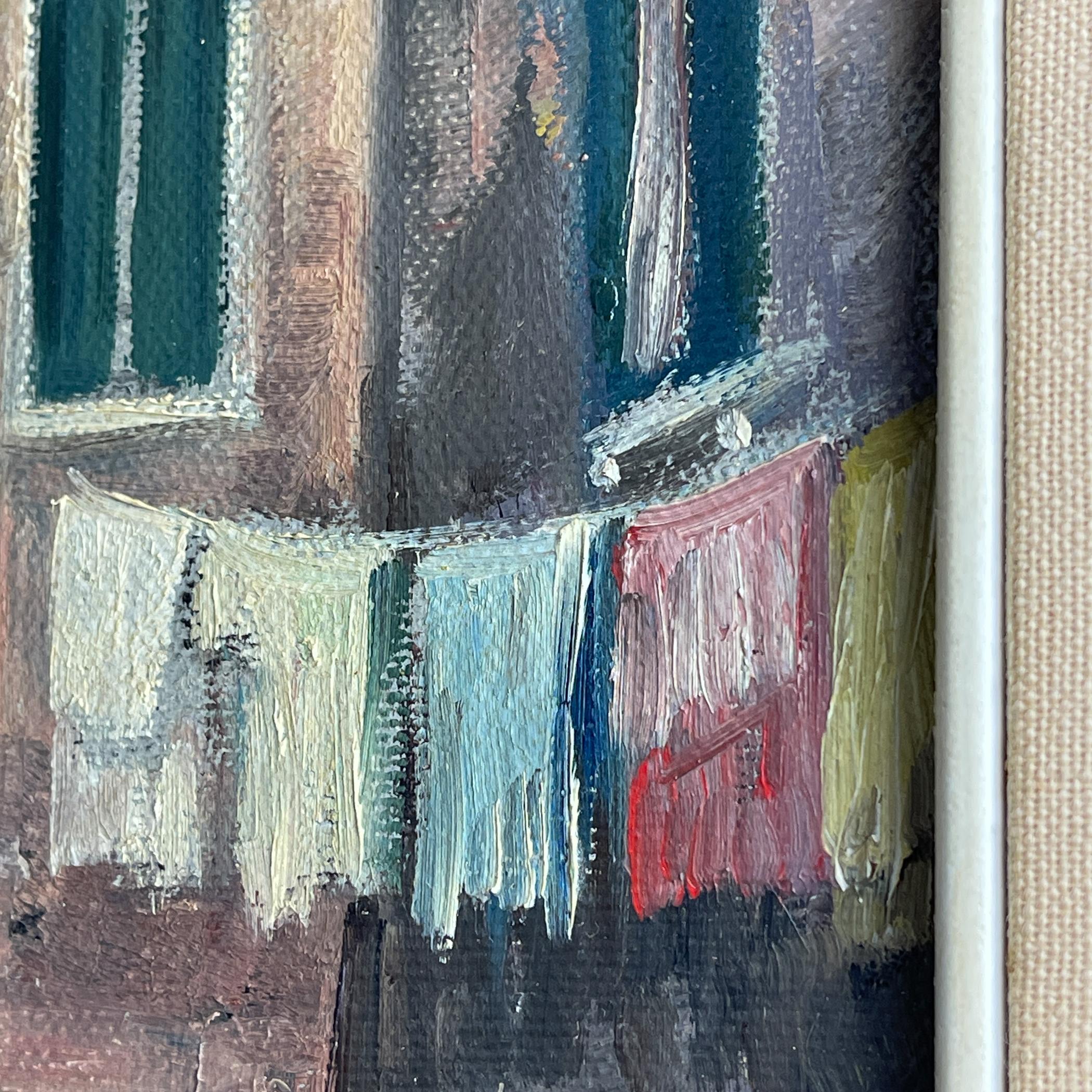 Pittura ad olio originale d'epoca sul canale di Venezia, Italia, anni '60, firmata, incorniciata in vendita 8