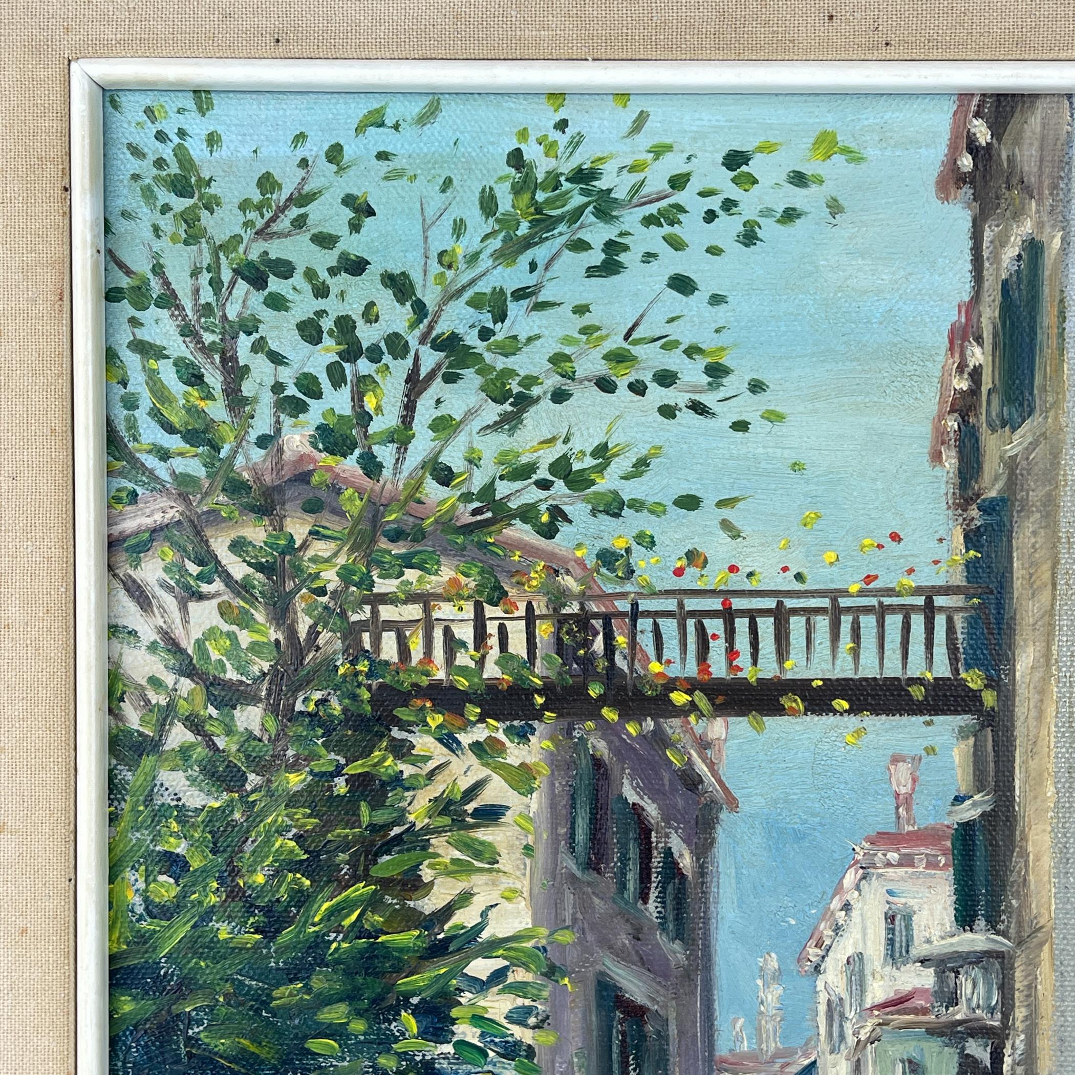 Pittura ad olio originale d'epoca sul canale di Venezia, Italia, anni '60, firmata, incorniciata in vendita 2
