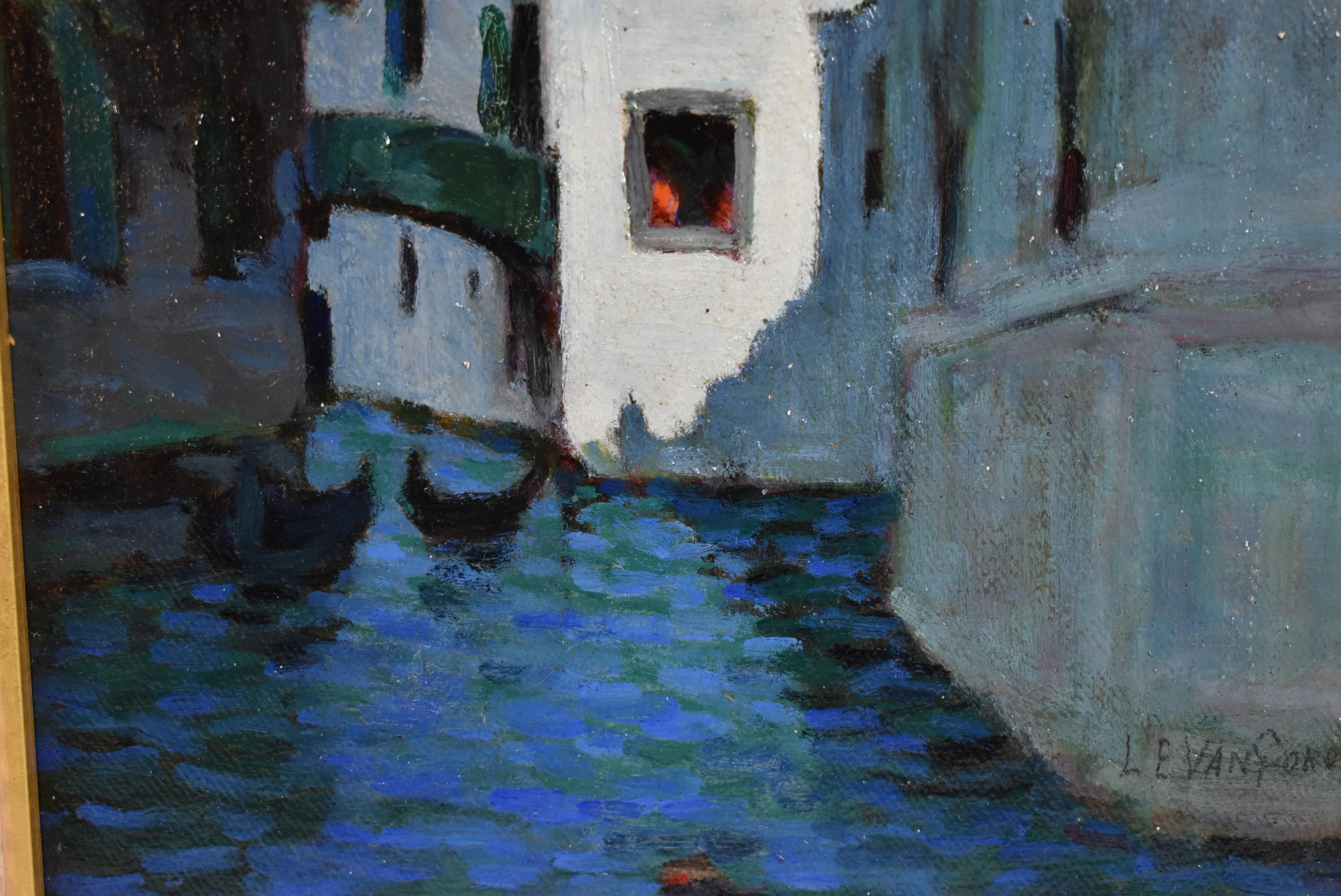 Moderne Peinture à l'huile de la scène du canal de Venise de l'artiste Luther Van Gorder en vente