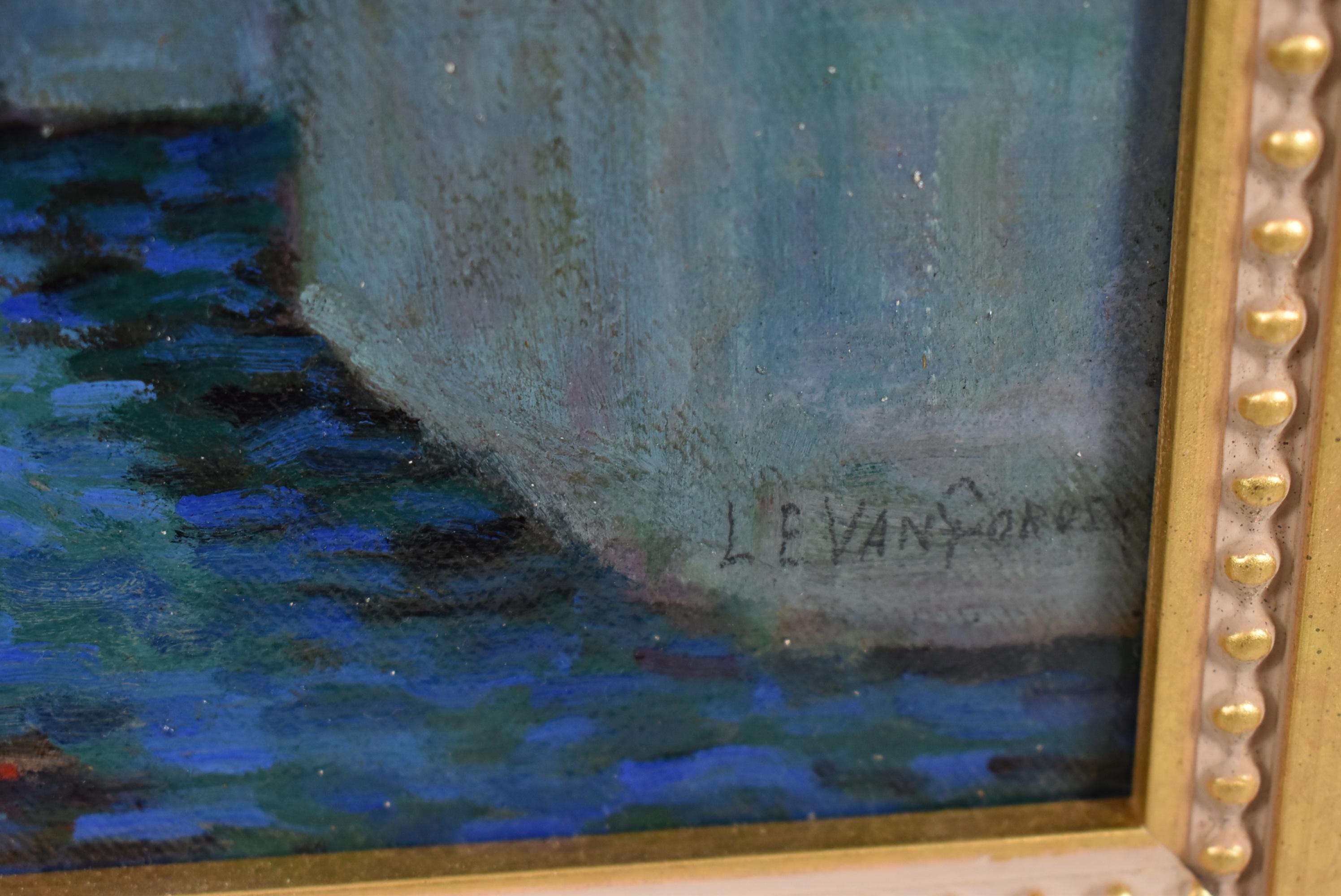Peinture à l'huile de la scène du canal de Venise de l'artiste Luther Van Gorder Bon état - En vente à Toledo, OH