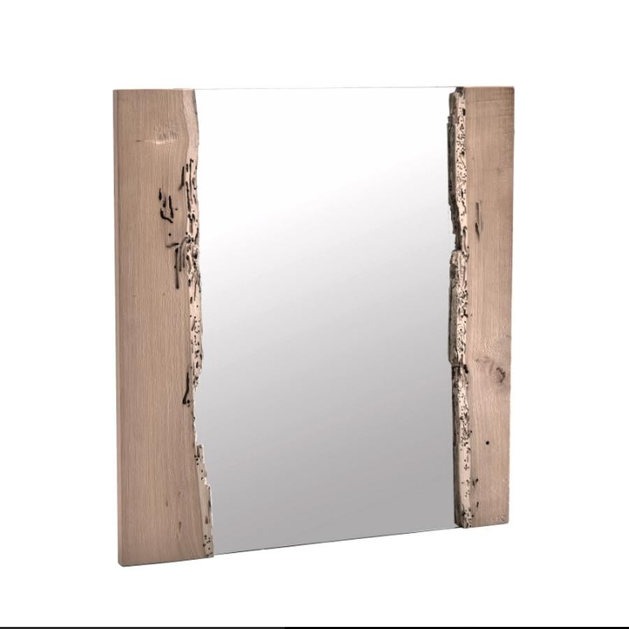 Modern In Stock in Los Angeles, Venice Canal Wood Square Art Mirror, Made in Italy
