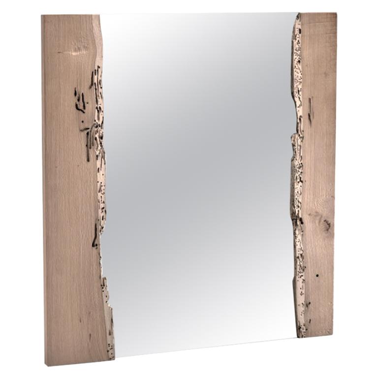 In Stock in Los Angeles, Venice Canal Wood Square Art Mirror, Made in Italy