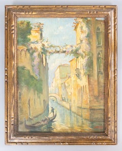 Canales de Venecia Pinturas de paisajes italianos, óleo sobre tabla, fechadas en 1932, lote de 2