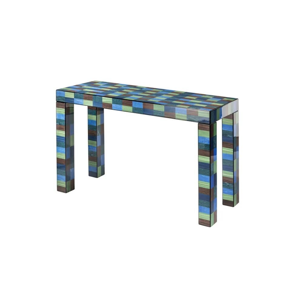 Venice Cannaregio Console Table by Morici
Dimensions: W 120 x D 41 x H 73 cm. 
Materials: Wood, inlay veneer.
Finish : Gloss brushed polyester.  

Exquisitely crafted by expert hands, this console table will be a timeless and elegant focal point in