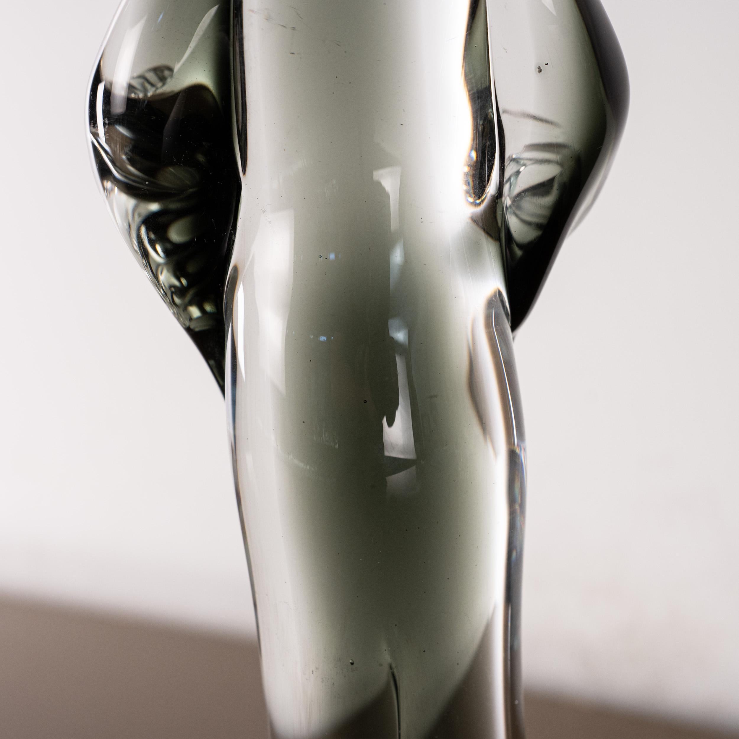 Venice Carnival Sculpture in Grey and Crystal Murano glass, Italy in stock For Sale 2