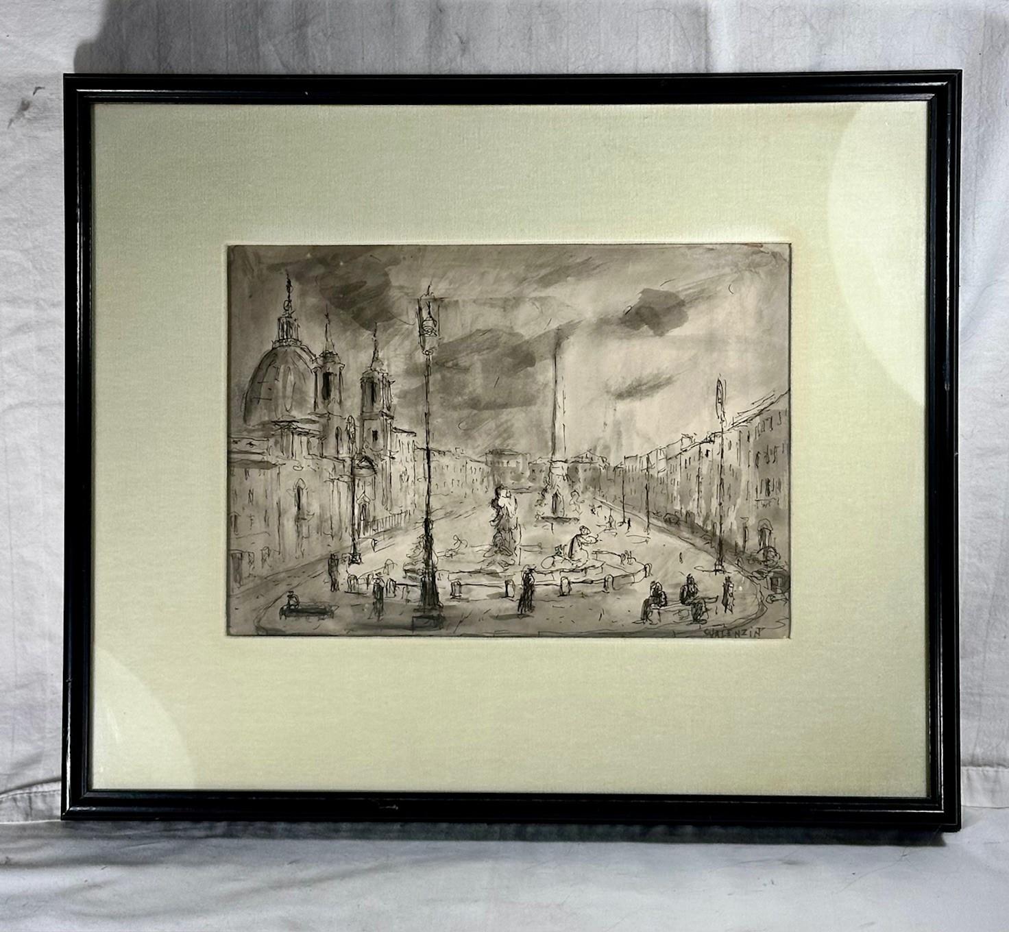 Mid-Century Modern Venice Cityscape by Giorgio Valenzin, Original Artwork. For Sale