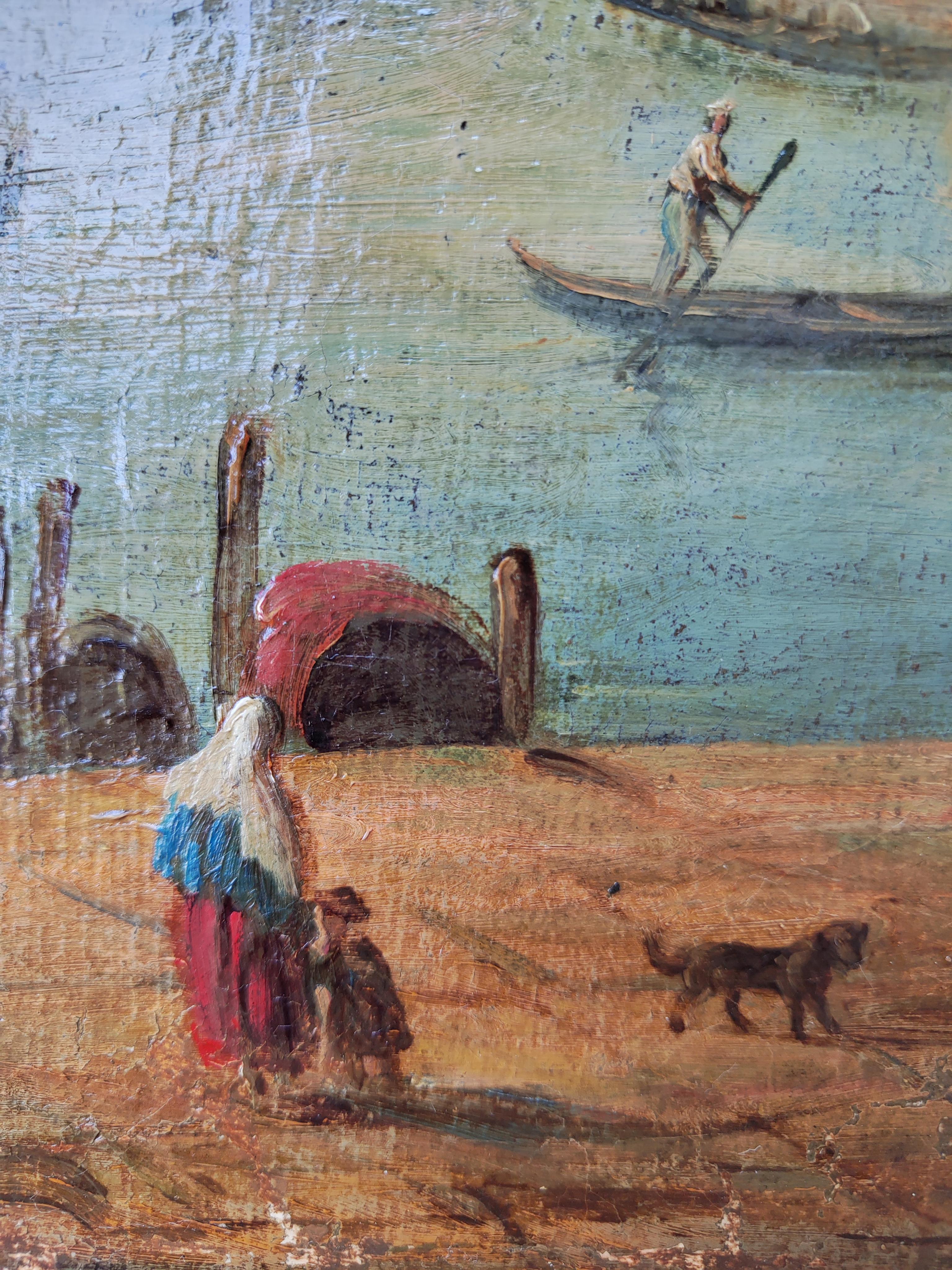 Venezia Dogana, Olio su tela, Venetian School, nello stile di Francesco Guardi In condizioni buone in vendita a Beograd, RS