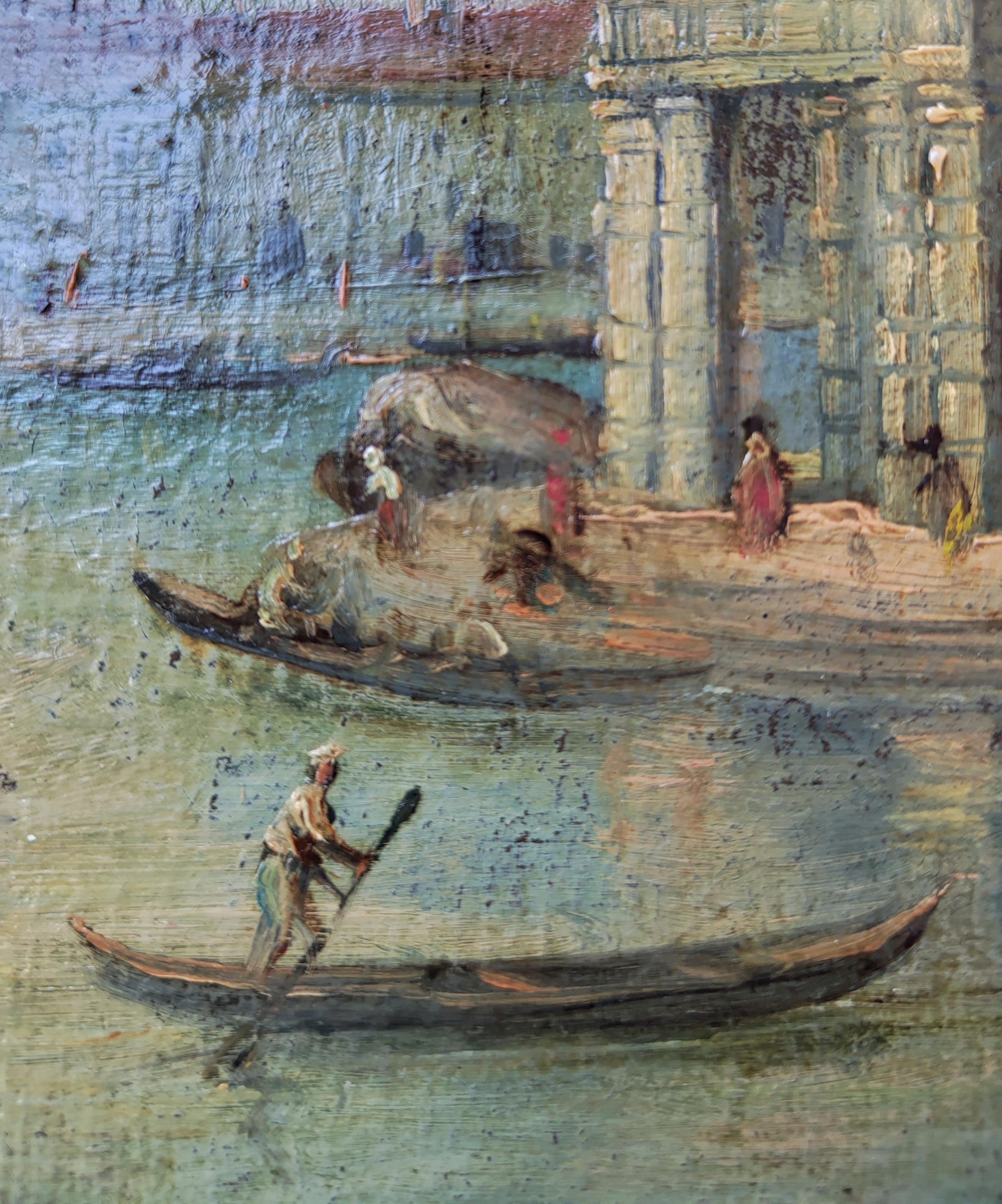 Tela Venezia Dogana, Olio su tela, Venetian School, nello stile di Francesco Guardi in vendita