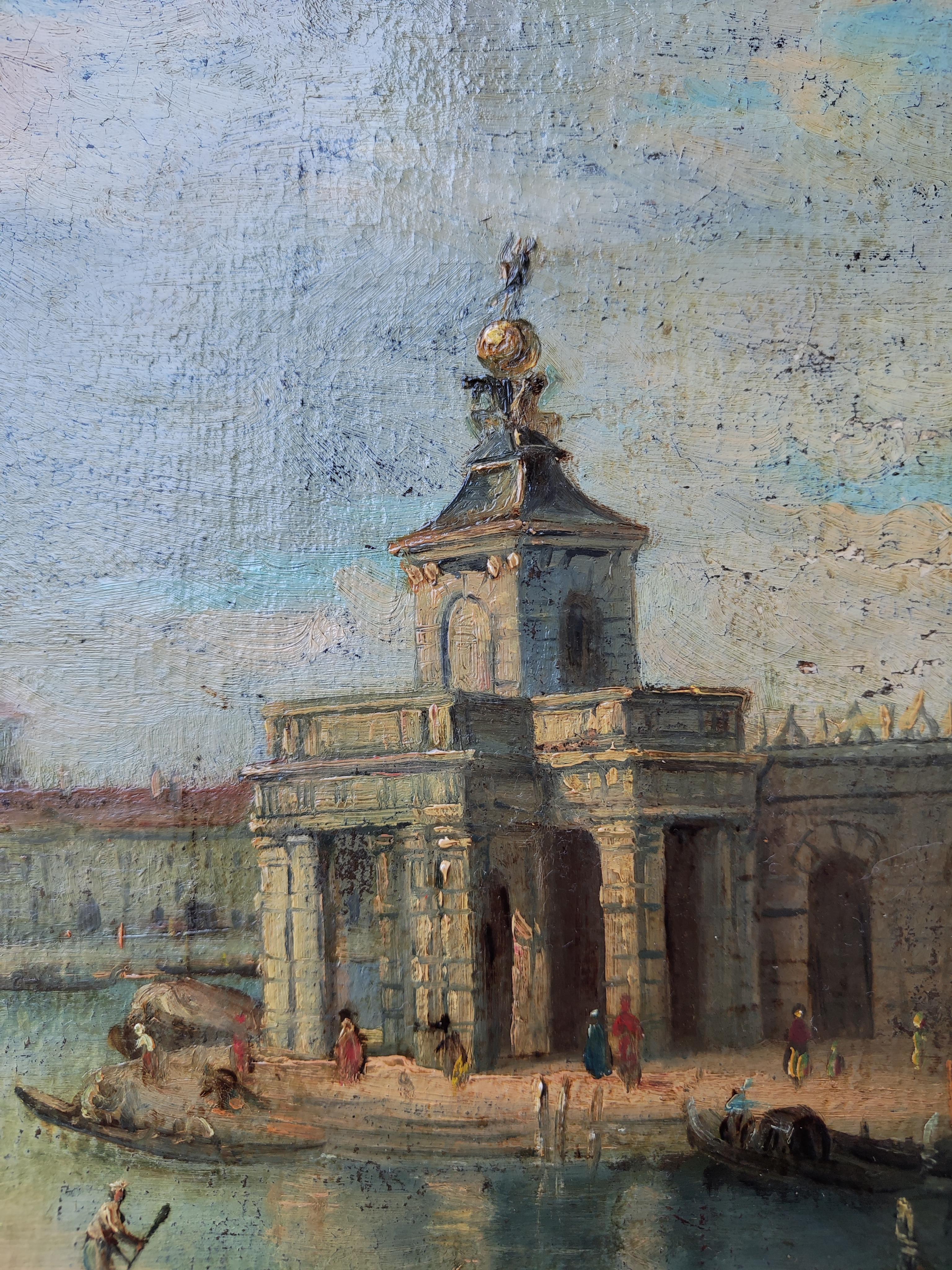 Venezia Dogana, Olio su tela, Venetian School, nello stile di Francesco Guardi in vendita 1