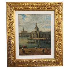 Venedig Dogana, Öl auf Leinwand, Venetian School, im Stil von Francesco Guardi