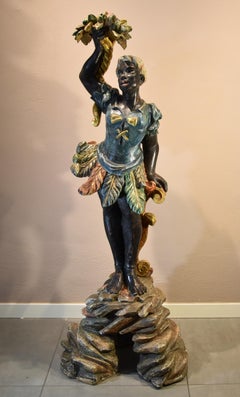 Venetian Blackmoor Sculpture Venice 18th Century Wood 