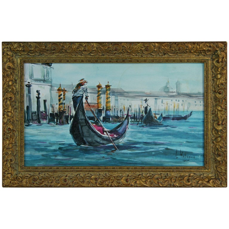 Venice "Gondolier" Landscape Painting For Sale