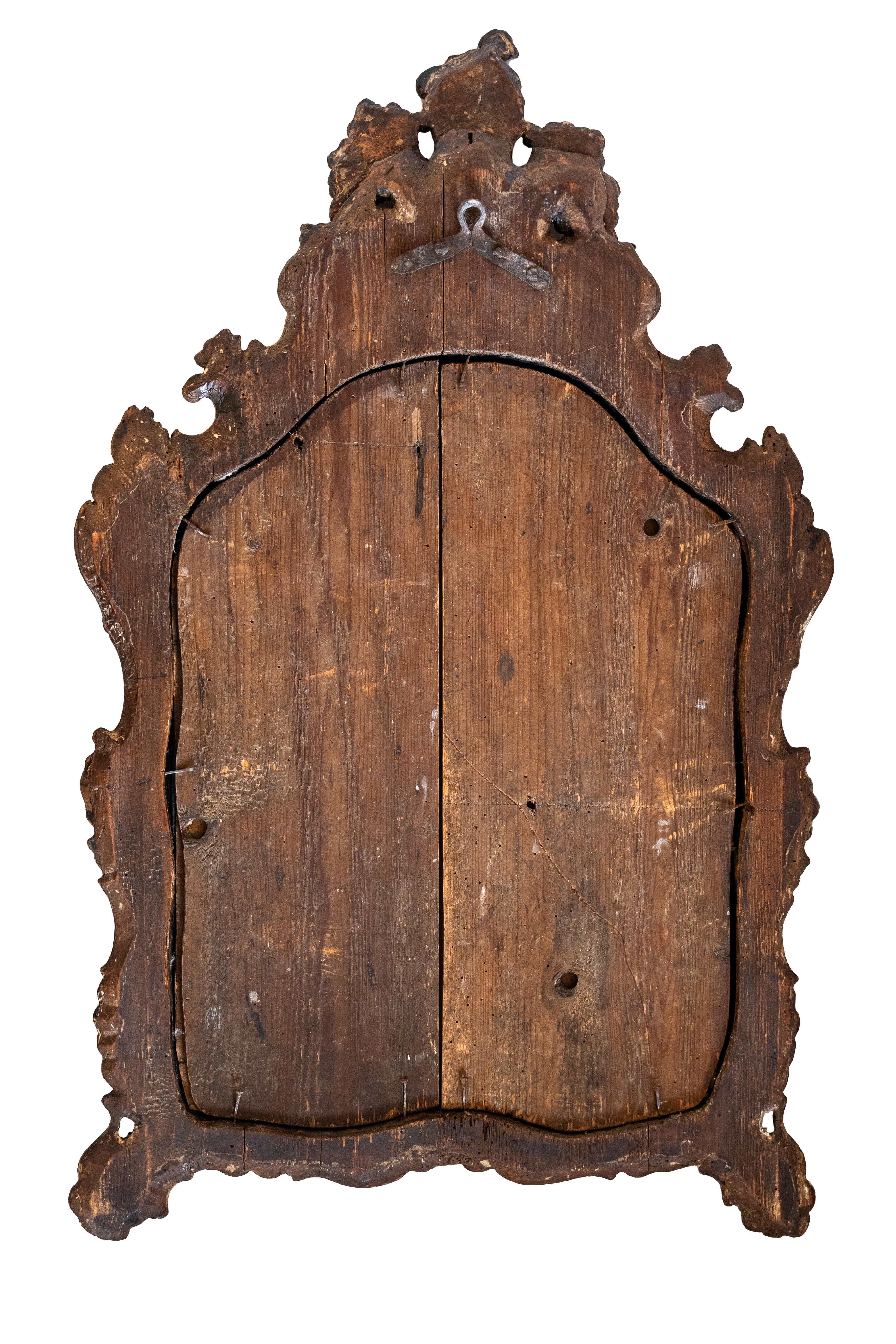 Hand-Carved Venice Italy Mid-18th Century mirror in lacquered and gilded wood.