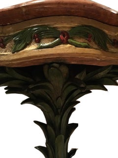 Venezia Italia metà del XVIII secolo Coppia di consolle d'angolo in legno laccato e marmo rosso