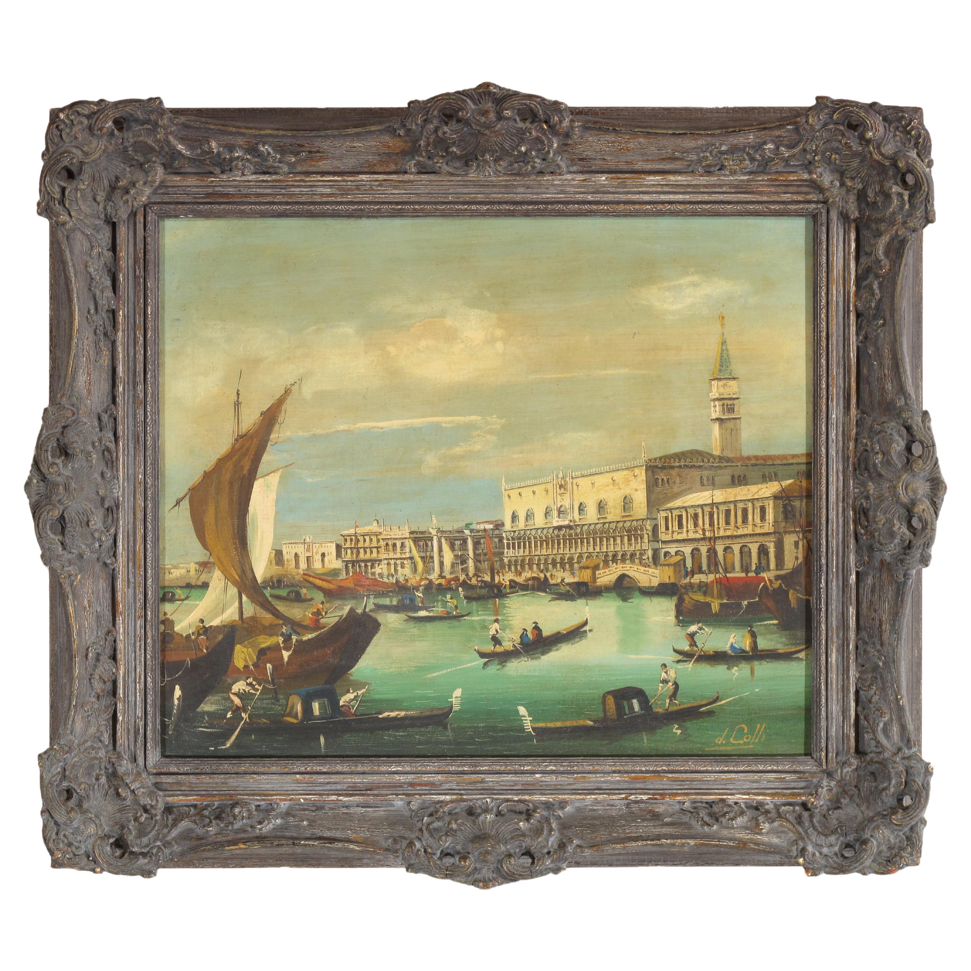 Venice Italy Oil Painting, D Collins, 19/20th century