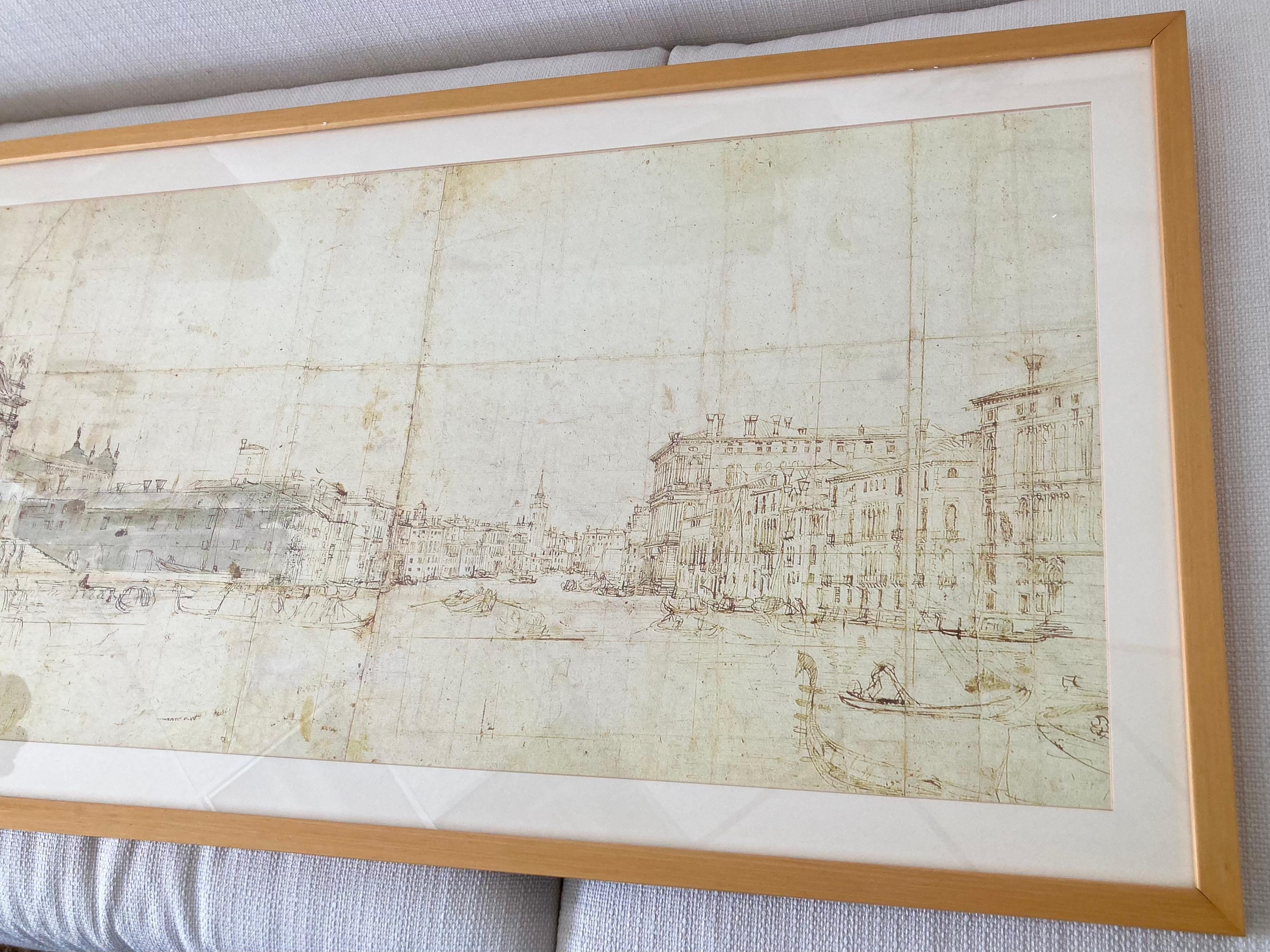Late 20th Century Venice Large Scale Etching in Sepia Tone For Sale