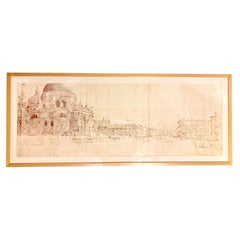 Venice Large Scale Etching in Sepia Tone