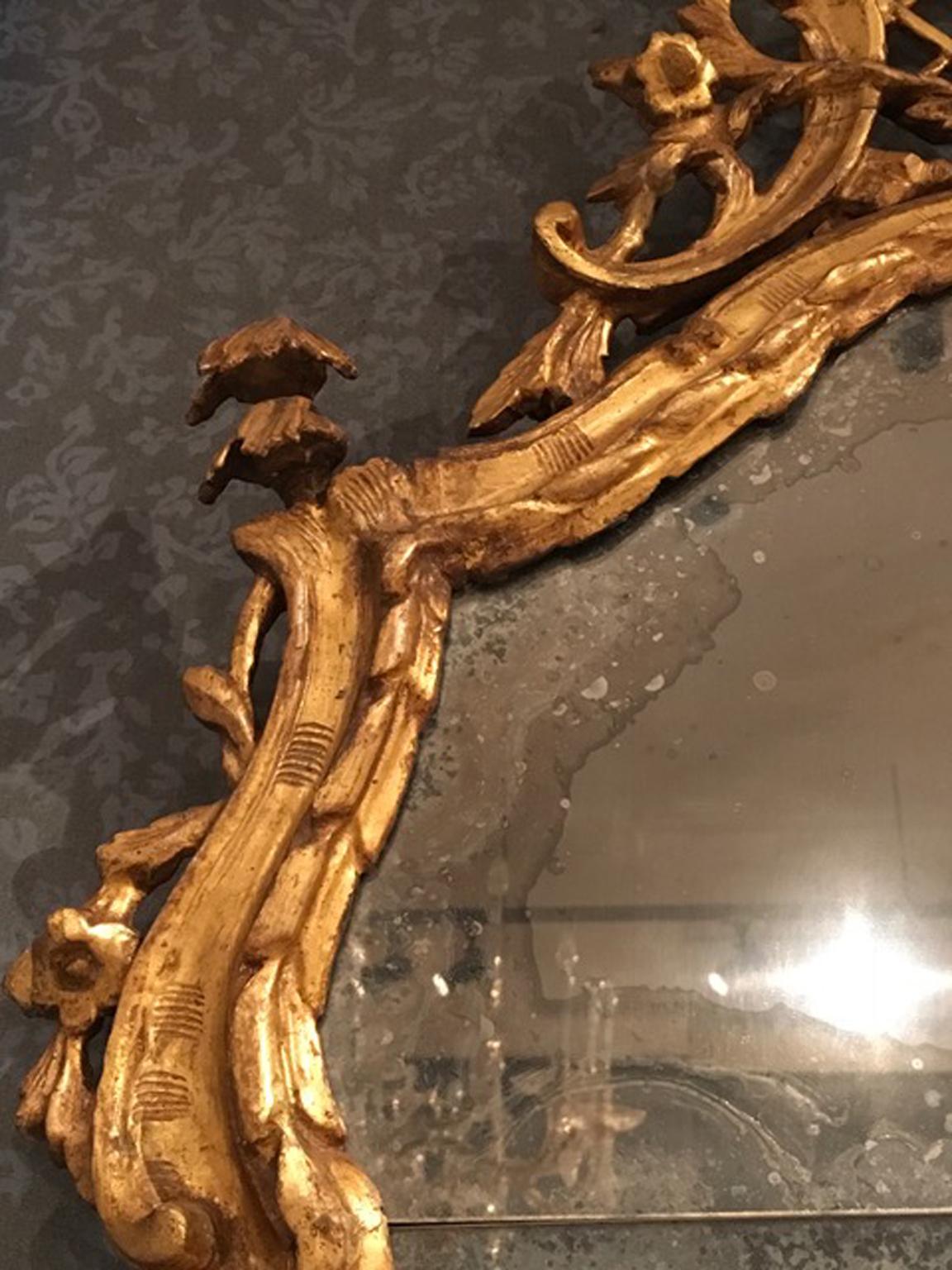 Italian Venice Late 18th Century Baroque Golden Wood Mirror For Sale