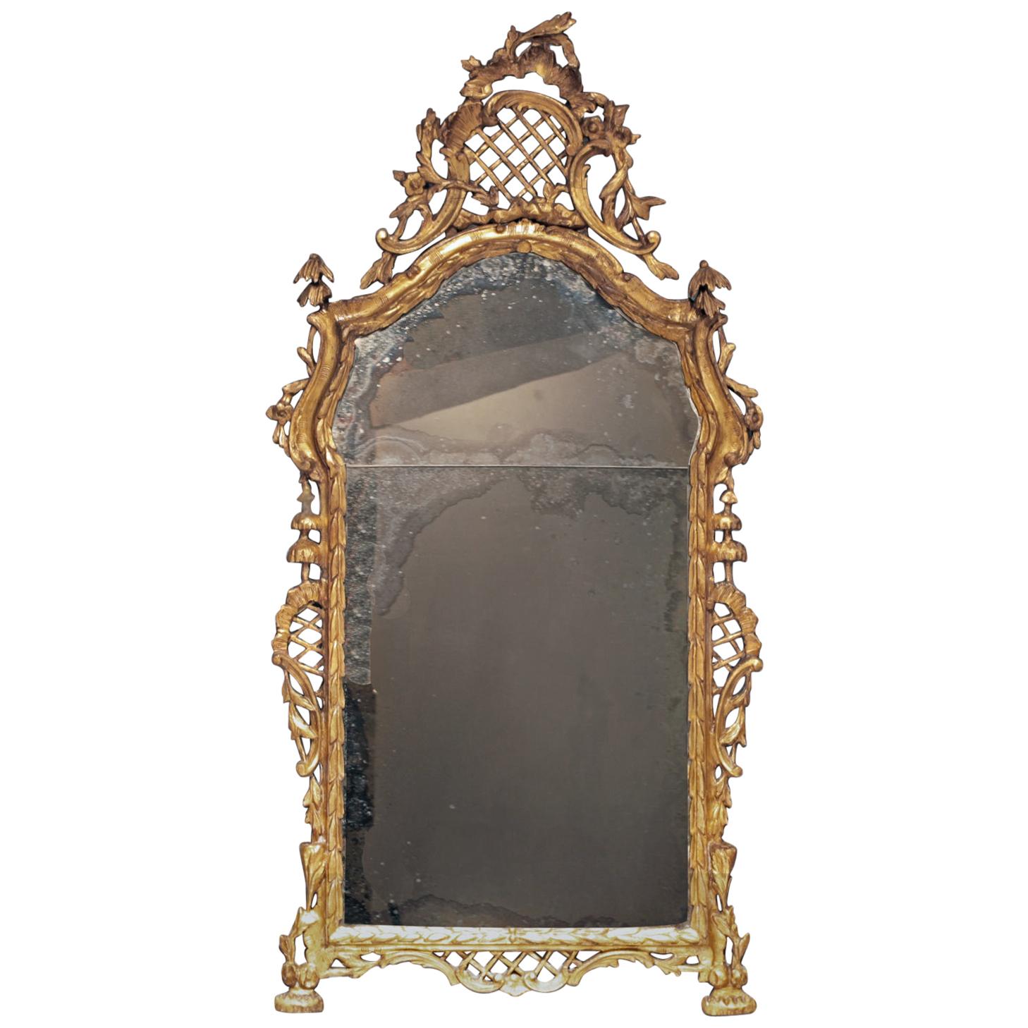 Venice Late 18th Century Baroque Golden Wood Mirror For Sale