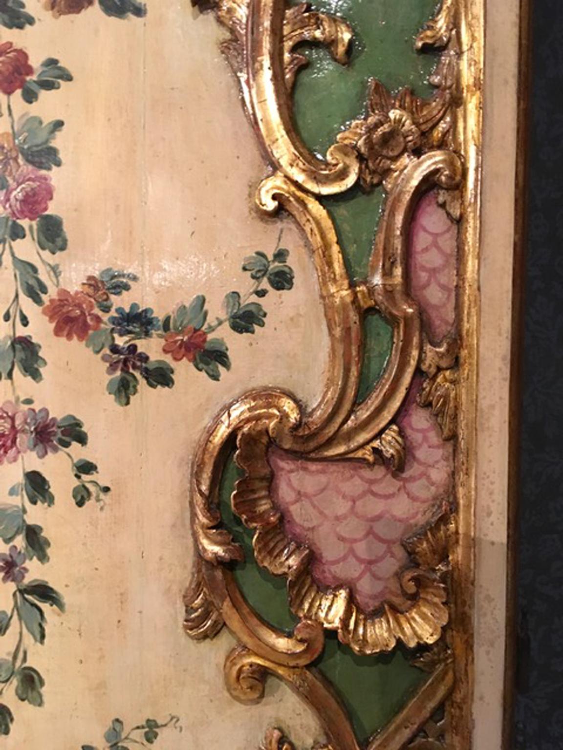Venice Late 18th Century Pair of Baroque Lacquered Wooden Door Panels 5