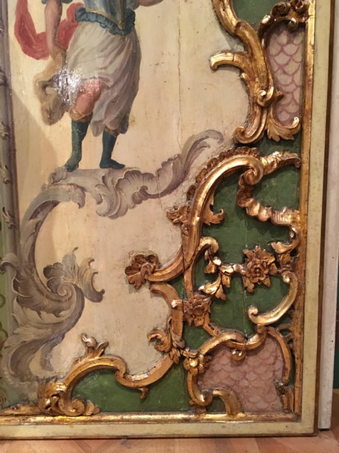 Venice Late 18th Century Pair of Baroque Lacquered Wooden Door Panels In Good Condition In Brescia, IT
