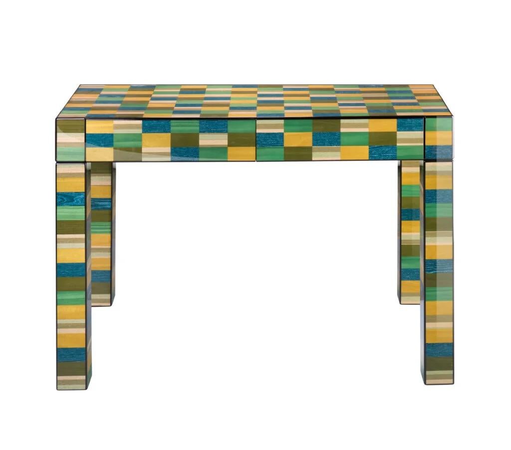 Venice Mestre Console Table with Drawers by Morici
Dimensions: W 113 x D 41 x H 73 cm. Drawers : 42×32.5 H6 covered in black alcantara.
Materials: Wood, inlay veneer, black Alcantara.
Finish : Gloss brushed polyester.  

Enriching any interior, from