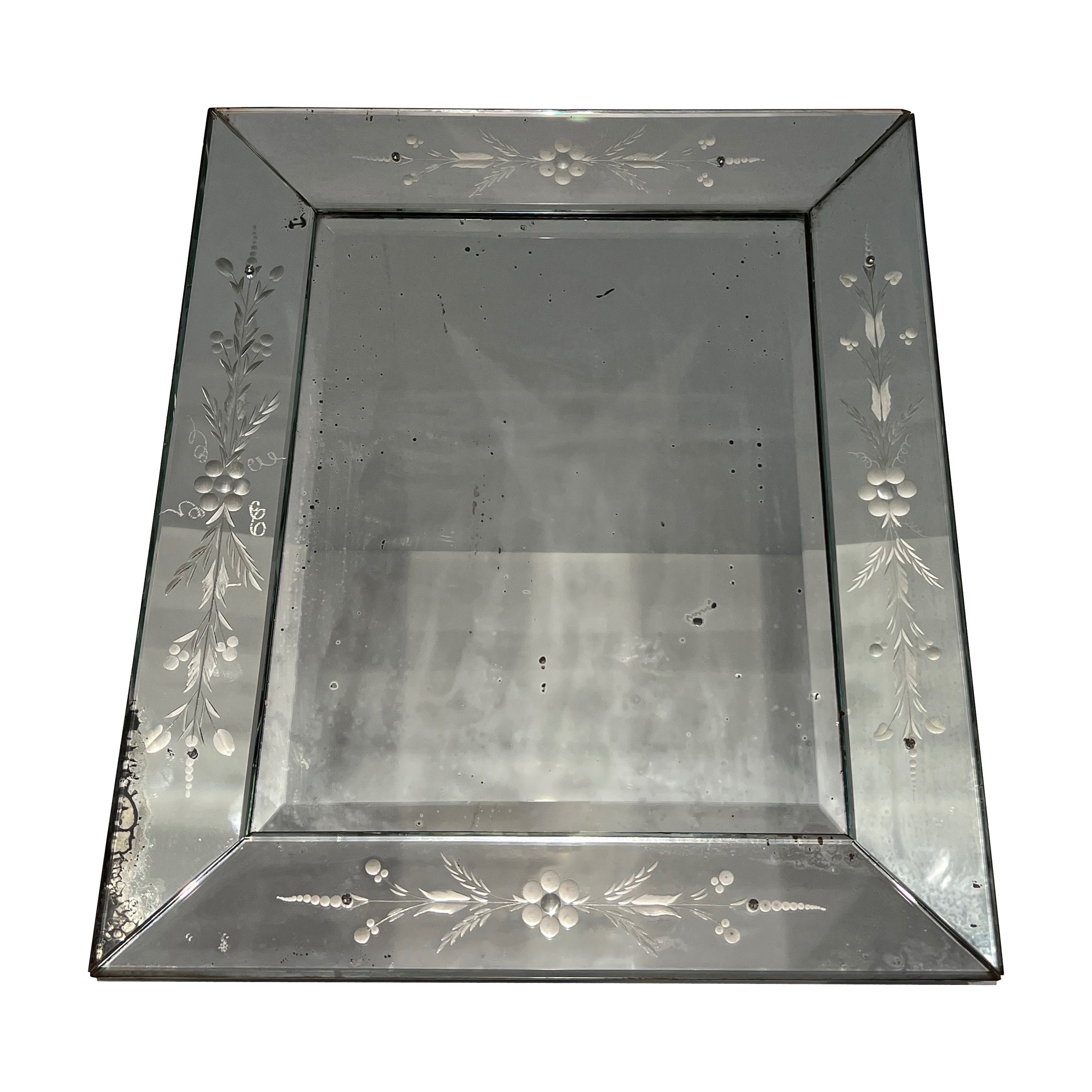 Venice mirror with flower garlands. Italian work. Circa 1950