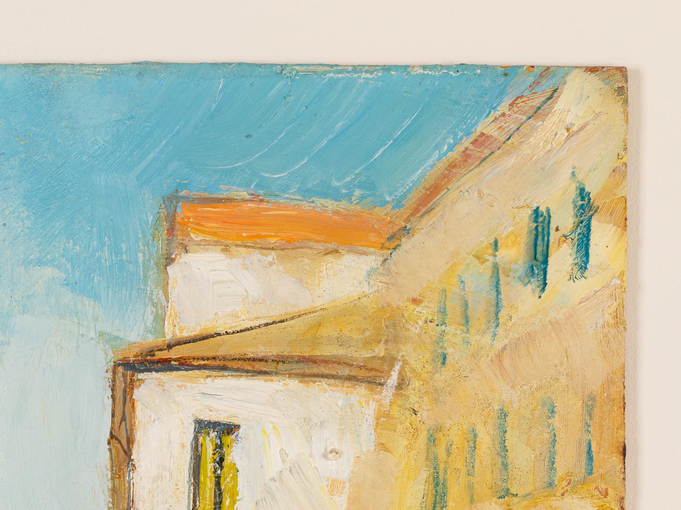 Peint Huile sur panneau rigide de Venise, ciel bleu soleil d'été, expressionniste pittoresque en vente