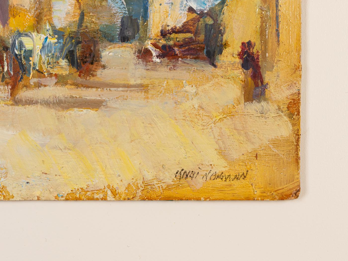 Fin du 20e siècle Huile sur panneau rigide de Venise, ciel bleu soleil d'été, expressionniste pittoresque en vente