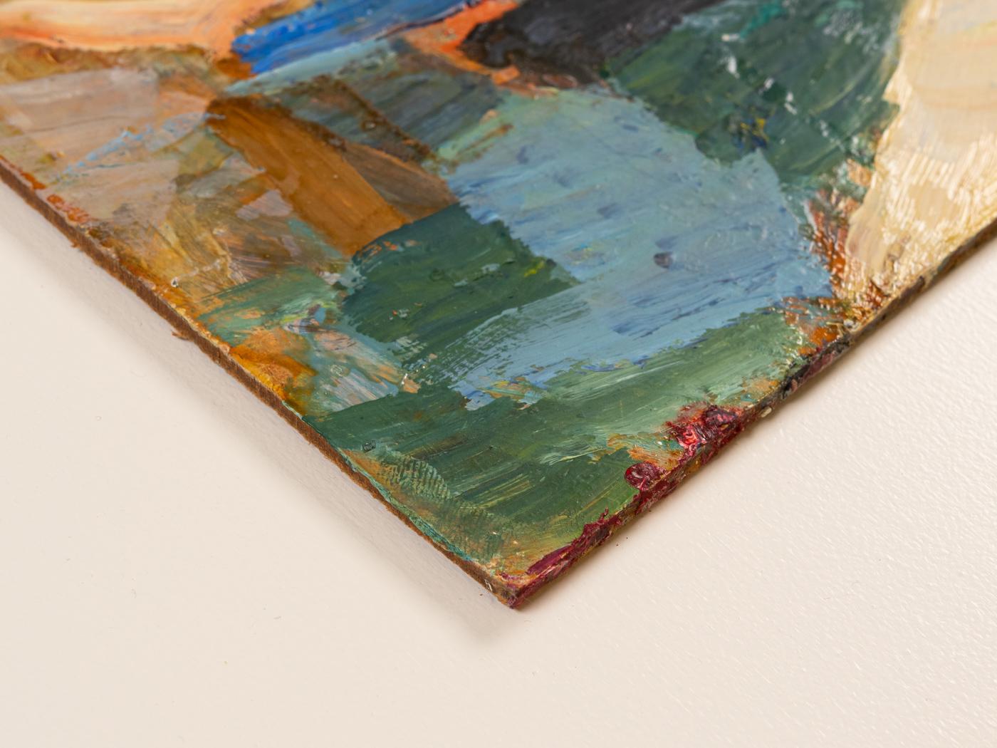 Huile sur panneau rigide de Venise, ciel bleu soleil d'été, expressionniste pittoresque en vente 1