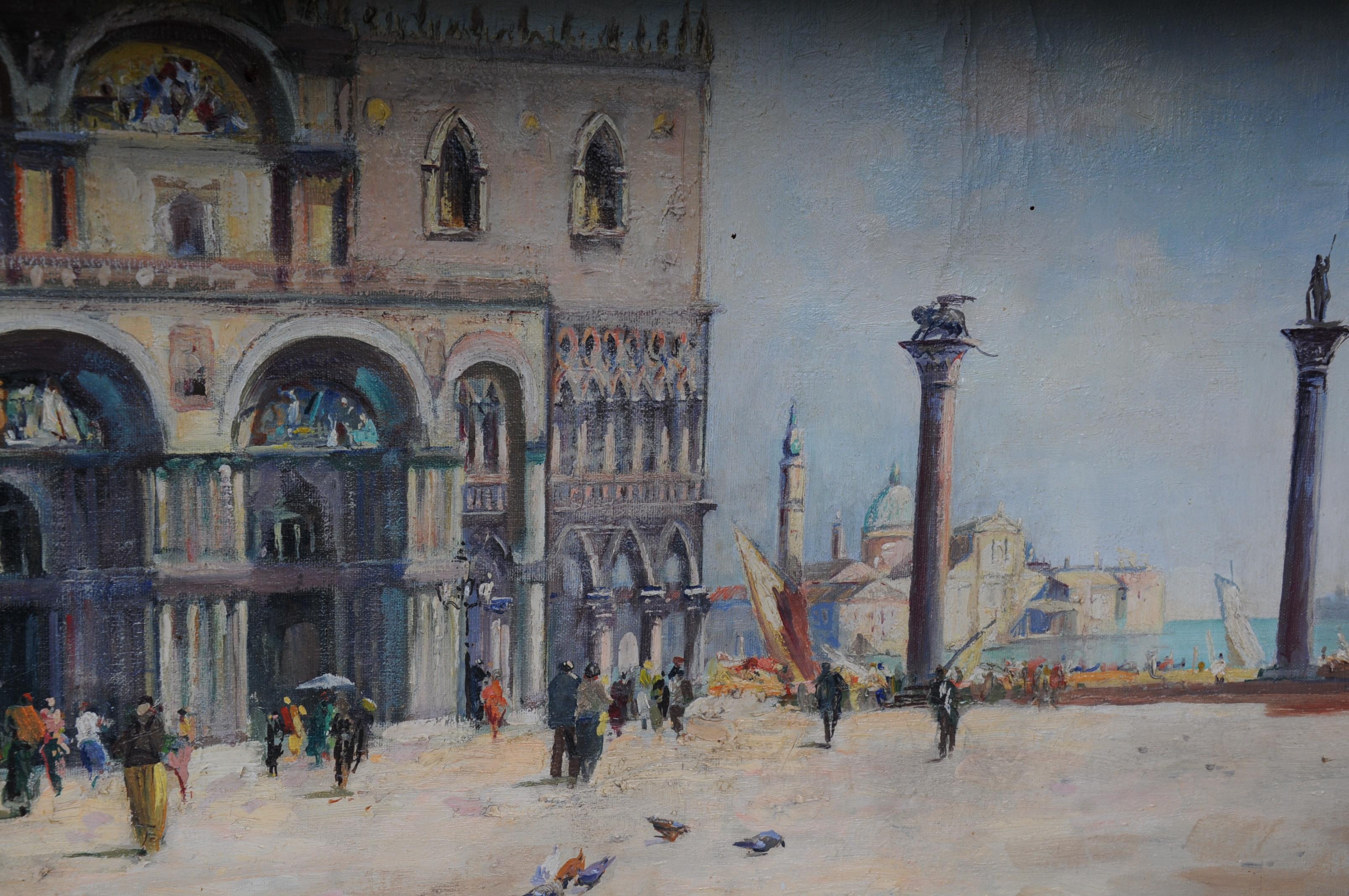 Venice Oil Painting Sign V. Funiciello, 1920 Italia 6