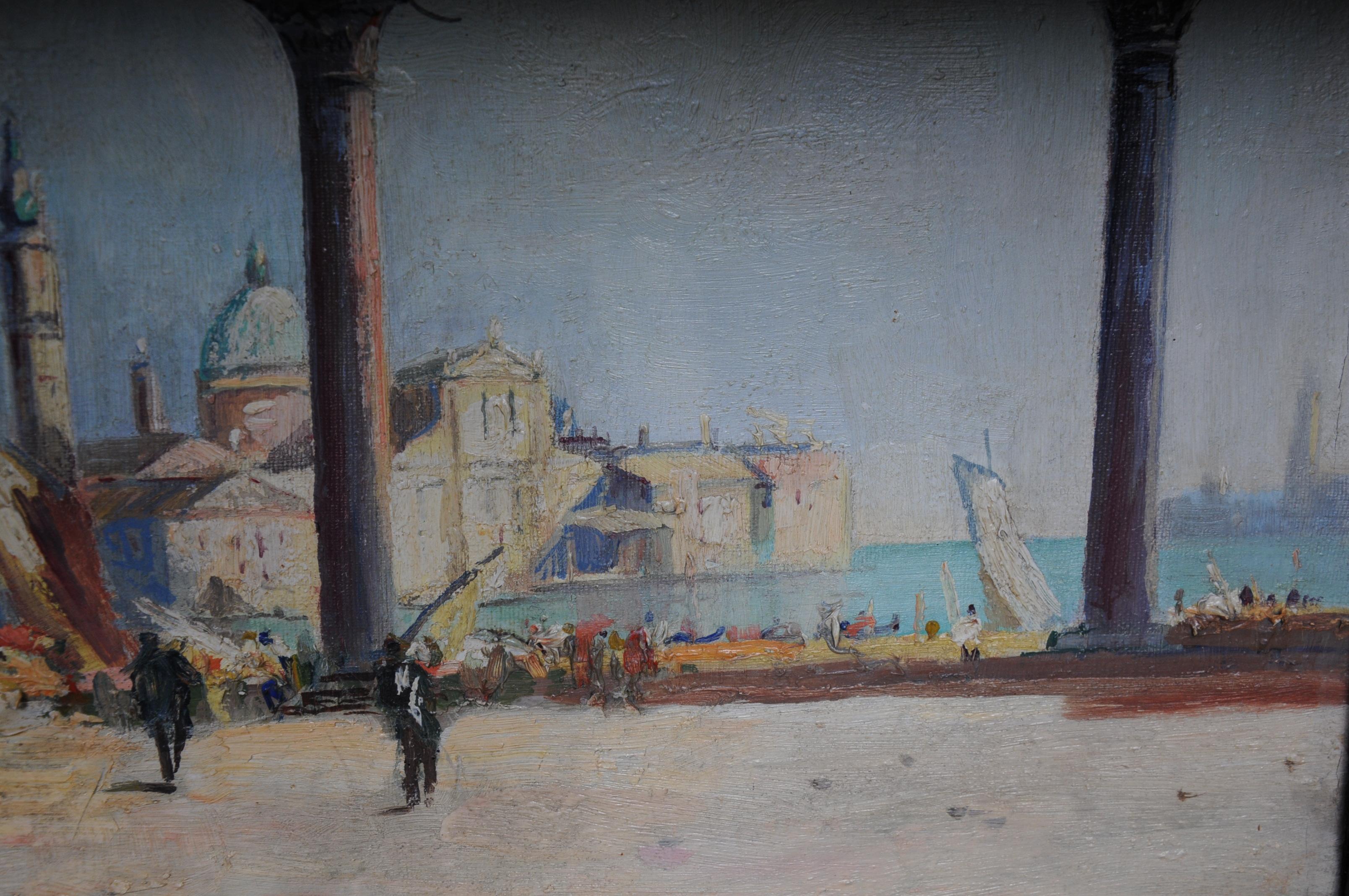 Venice Oil Painting Sign V. Funiciello, 1920 Italia 8