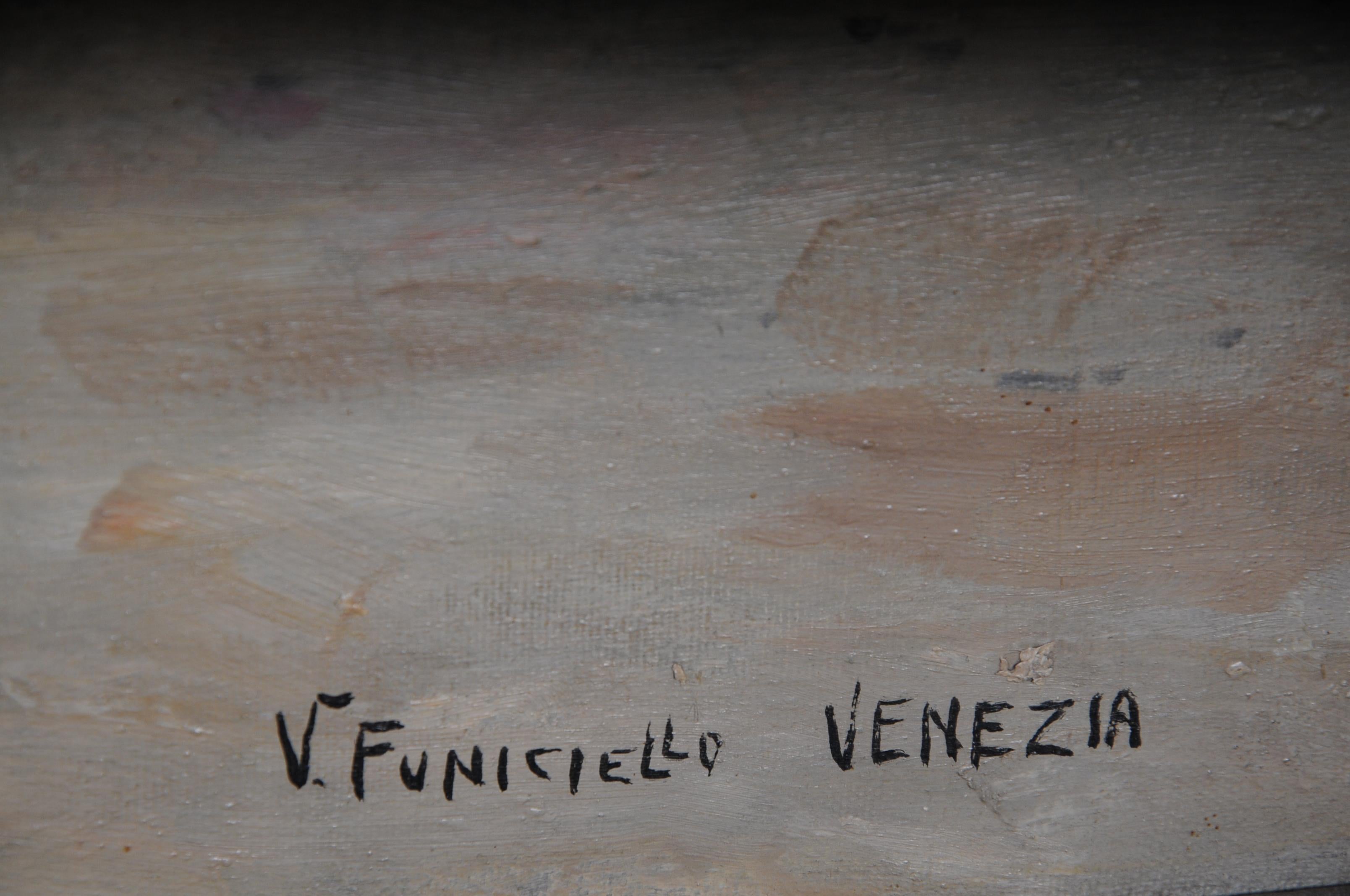 Venice Oil Painting Sign V. Funiciello, 1920 Italia 9