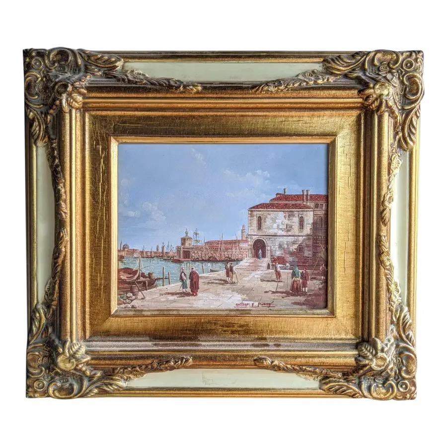 Venice Painting in Gilt Frame (Italy) For Sale 3