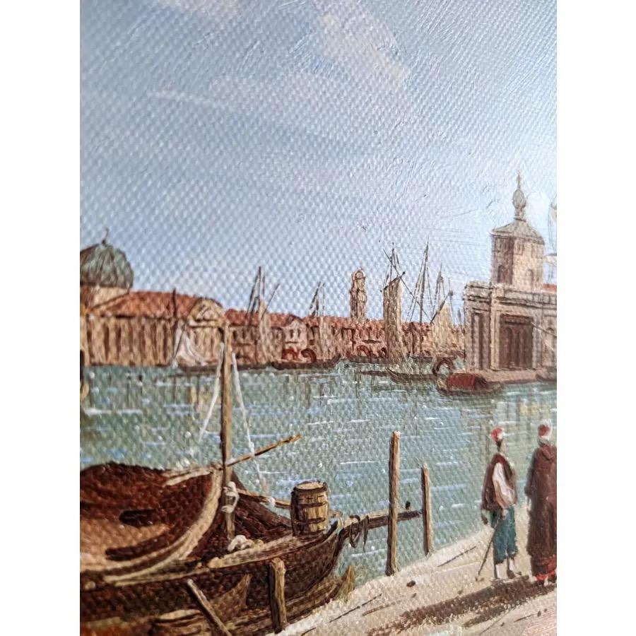 Painted Venice Painting in Gilt Frame (Italy) For Sale