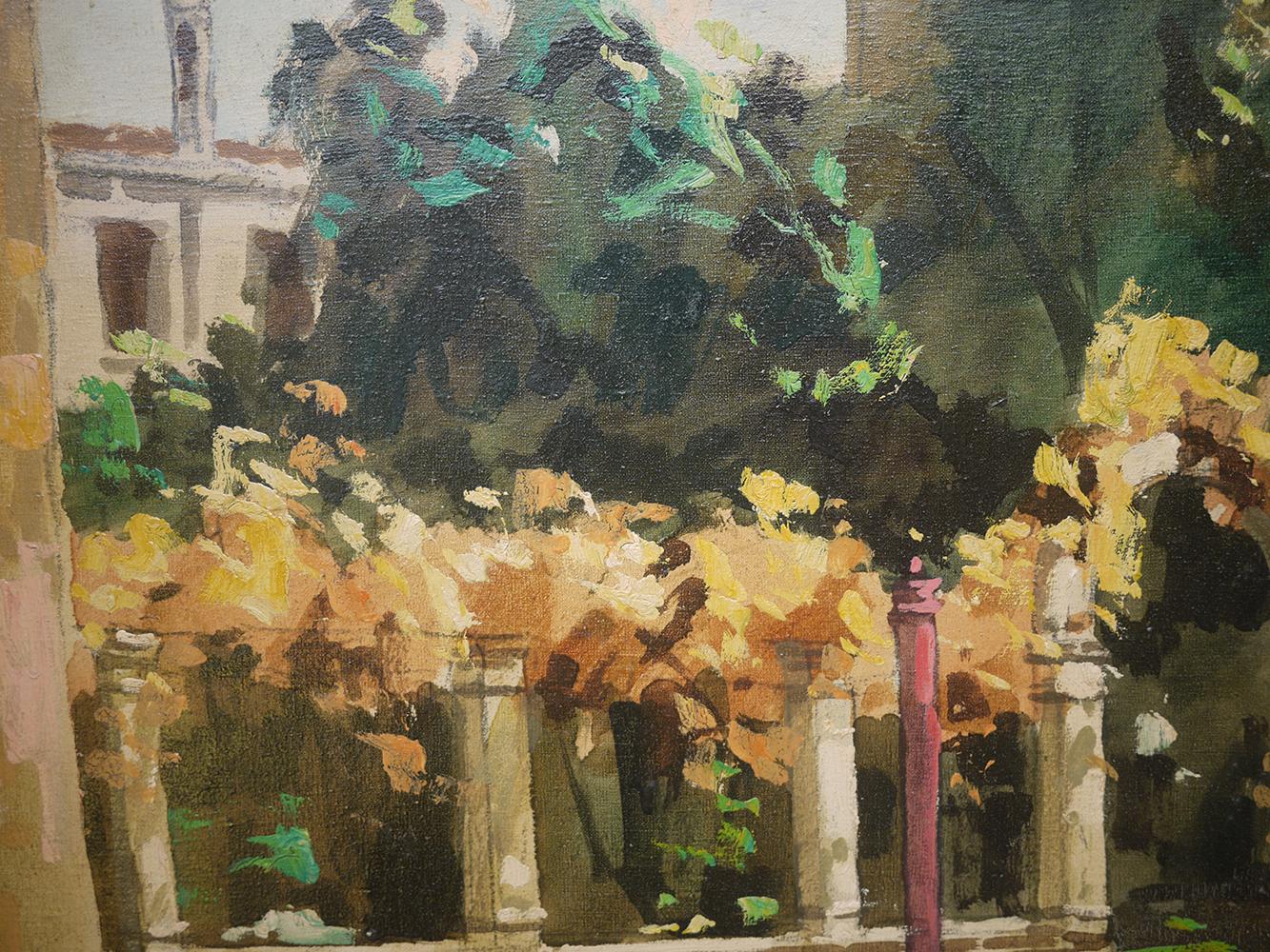 Canvas Venice Painting with Gondolas, Cosimo Privato, 1950