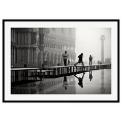 Venice Piazzetta Acqua Alta, Black and White Fine Art Print by Rainer Martini