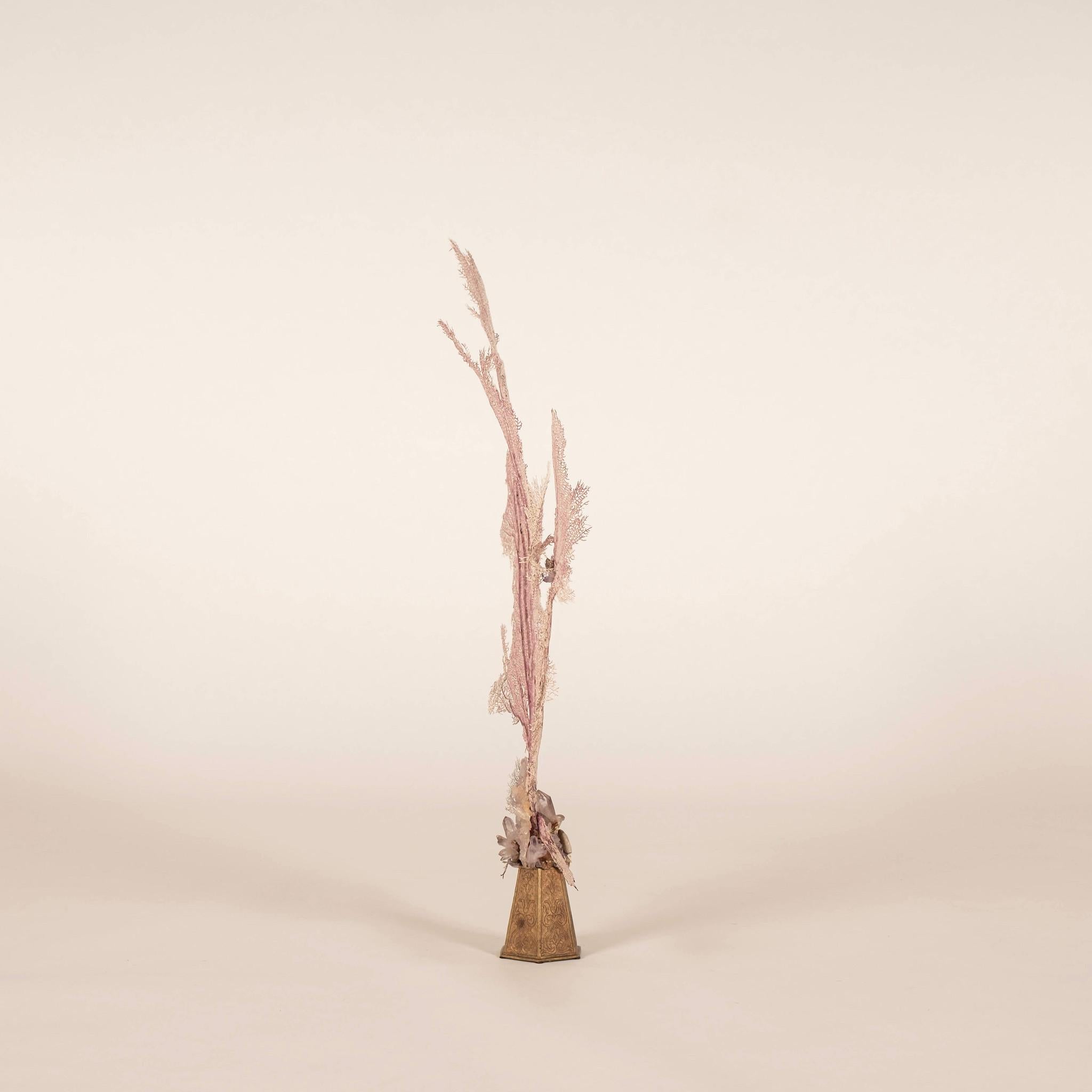 XXI secolo e contemporaneo Scultura di ametista Venice Rising Pink Sea Fan Coral Flower in vendita