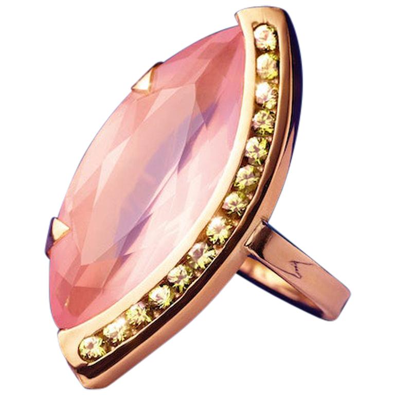 Venice, Rose Quartz and Green Sapphire For Sale