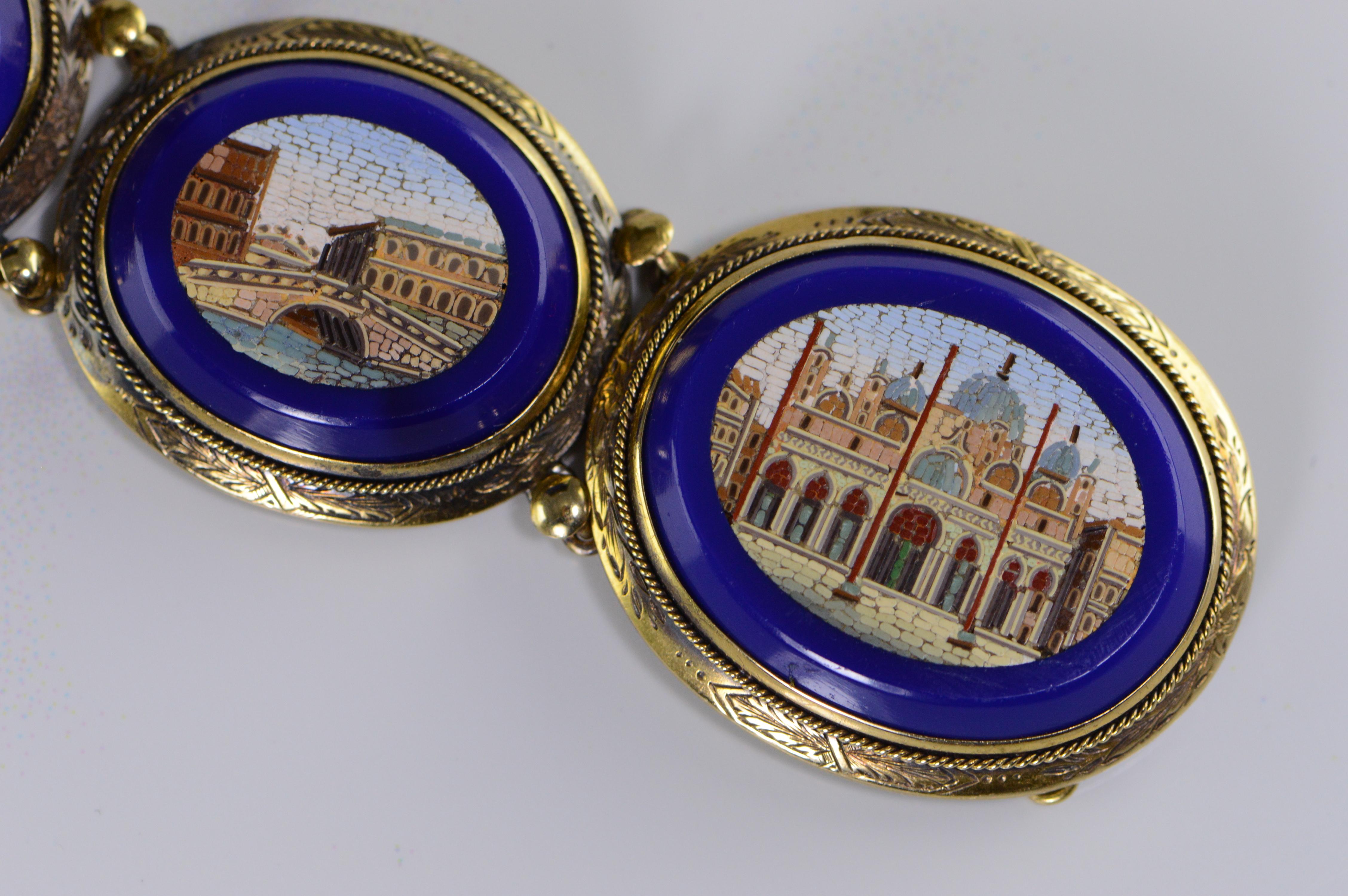 Venice Venetian Italy Micro Mosaic Gold Bracelet In Good Condition For Sale In Frederick, MD