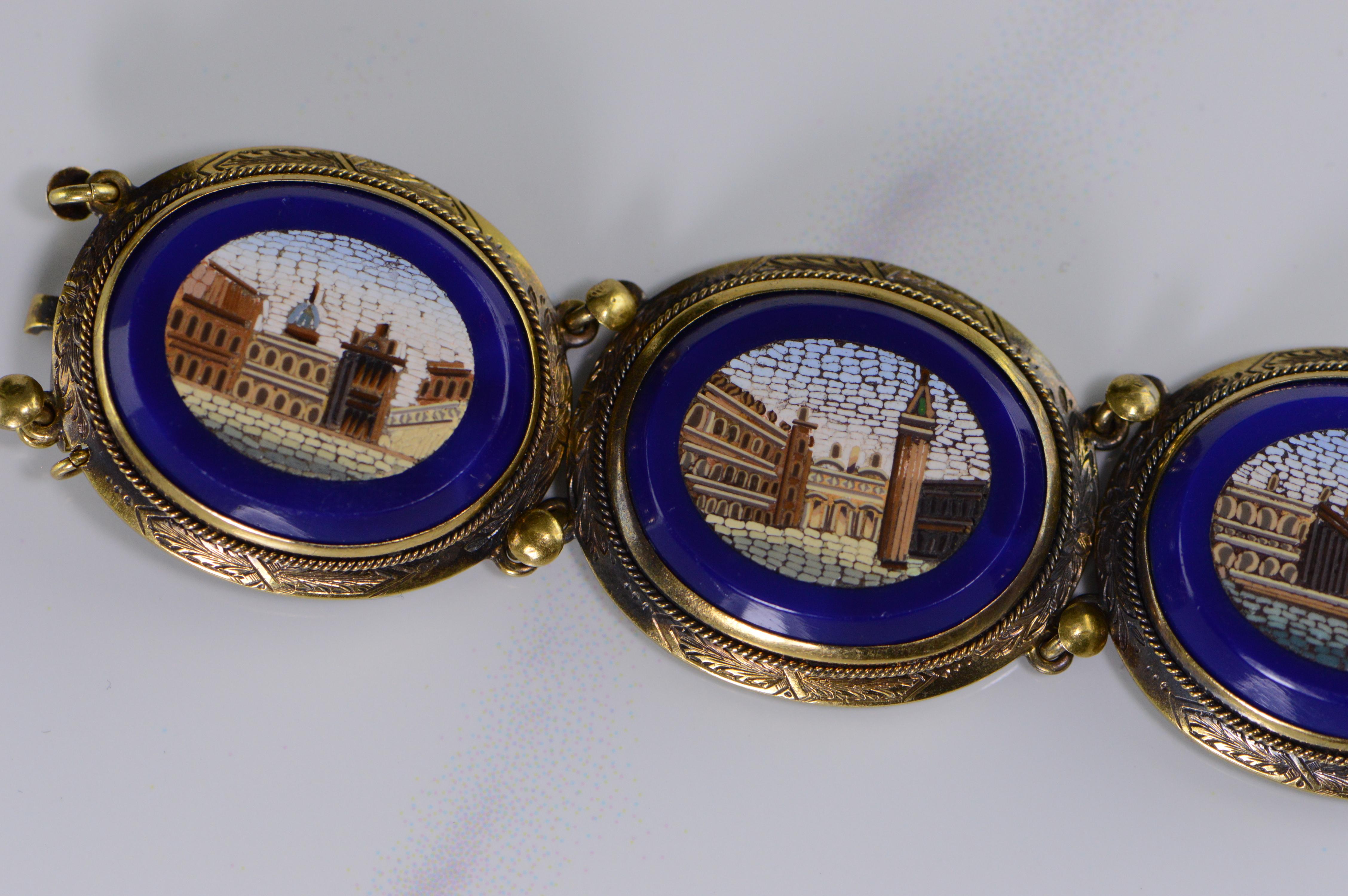 Venice Venetian Italy Micro Mosaic Gold Bracelet For Sale 1