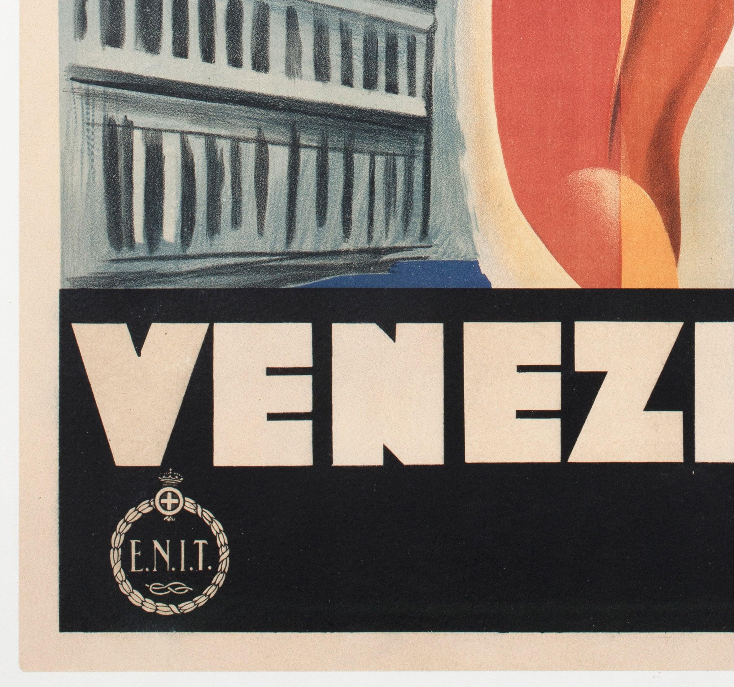 Venedig Venezia Lido c1930 Italienisch ENIT Reise-Werbeplakat im Angebot 2