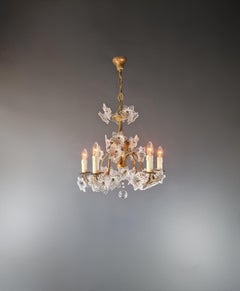 Lampadario Vintage Venice Lustre Antique Big Flower Glass Ottone