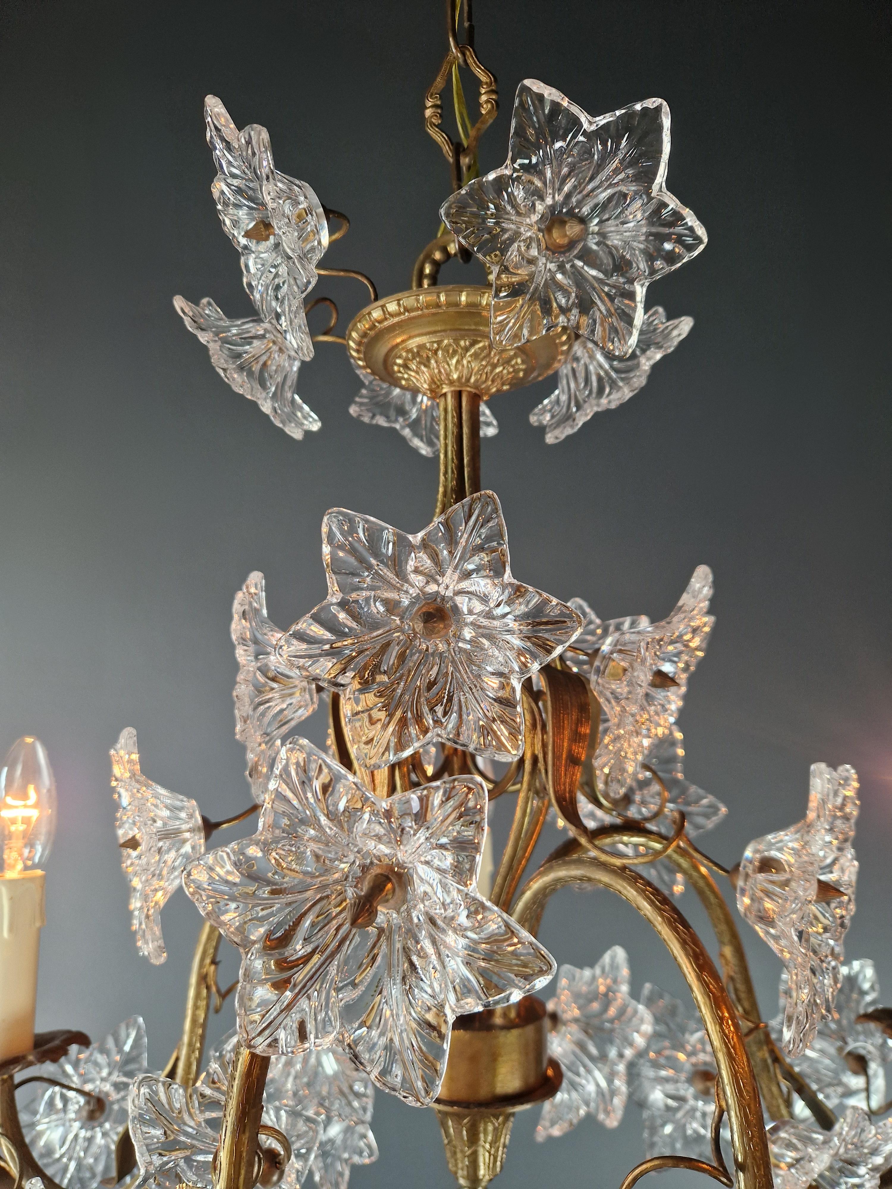 Lampadario Vintage Venice Lustre Antique Big Flower Glass Ottone in vendita 2