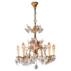 Venice Vintage Chandelier Lustre Antique Big Flower Glass Brass