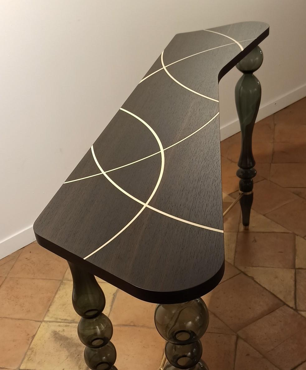 Modern Venice Wood and Glass Handmade Console by Giordano Viganò & Simone Crestani For Sale